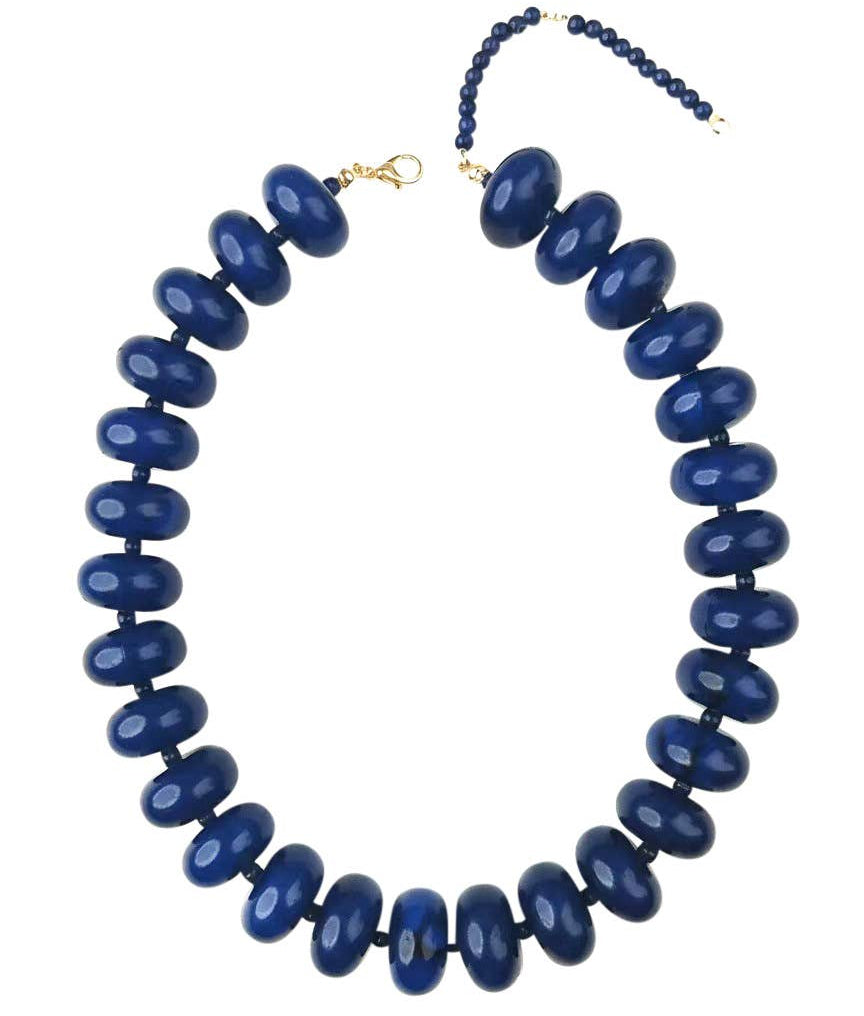 Navy Chunky Beaded Necklace