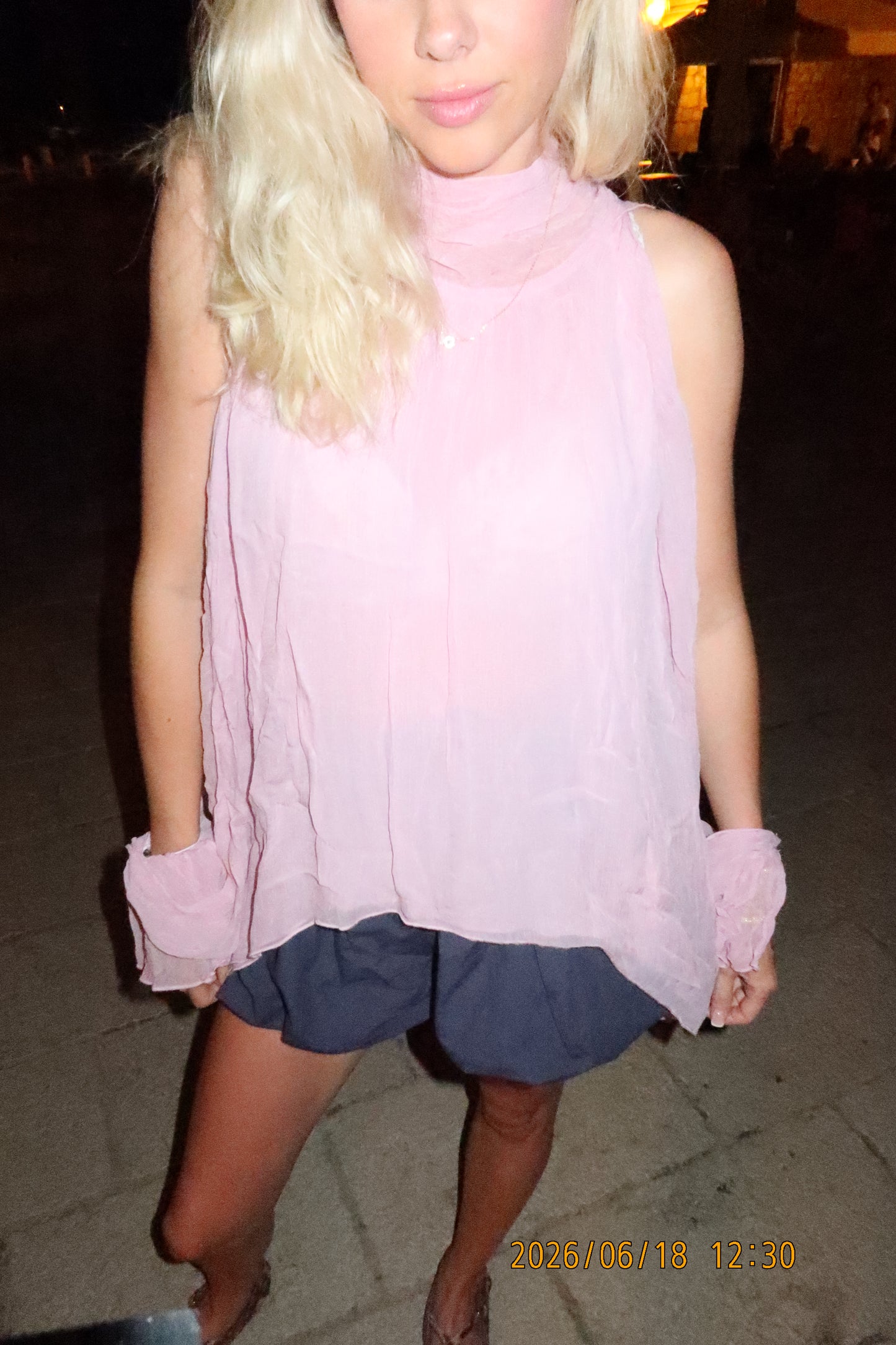 Pink Sheer Tie Top