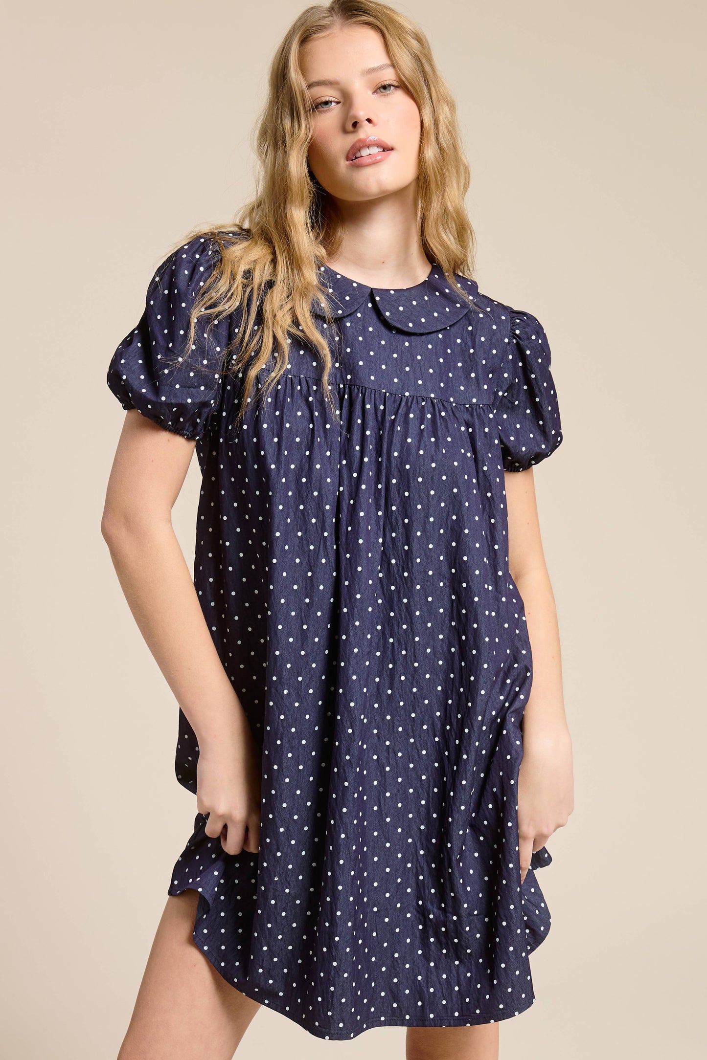 Polka Dot Babydoll Mini Dress
