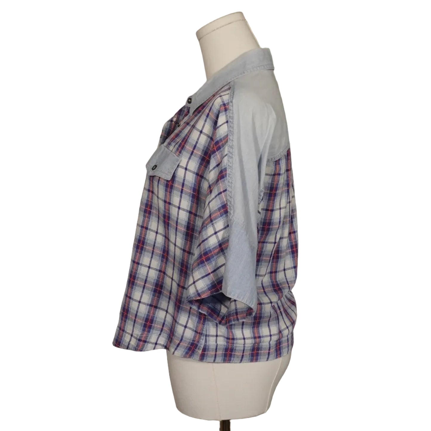 Liz Wear Plaid & Chambray Button-Up-L