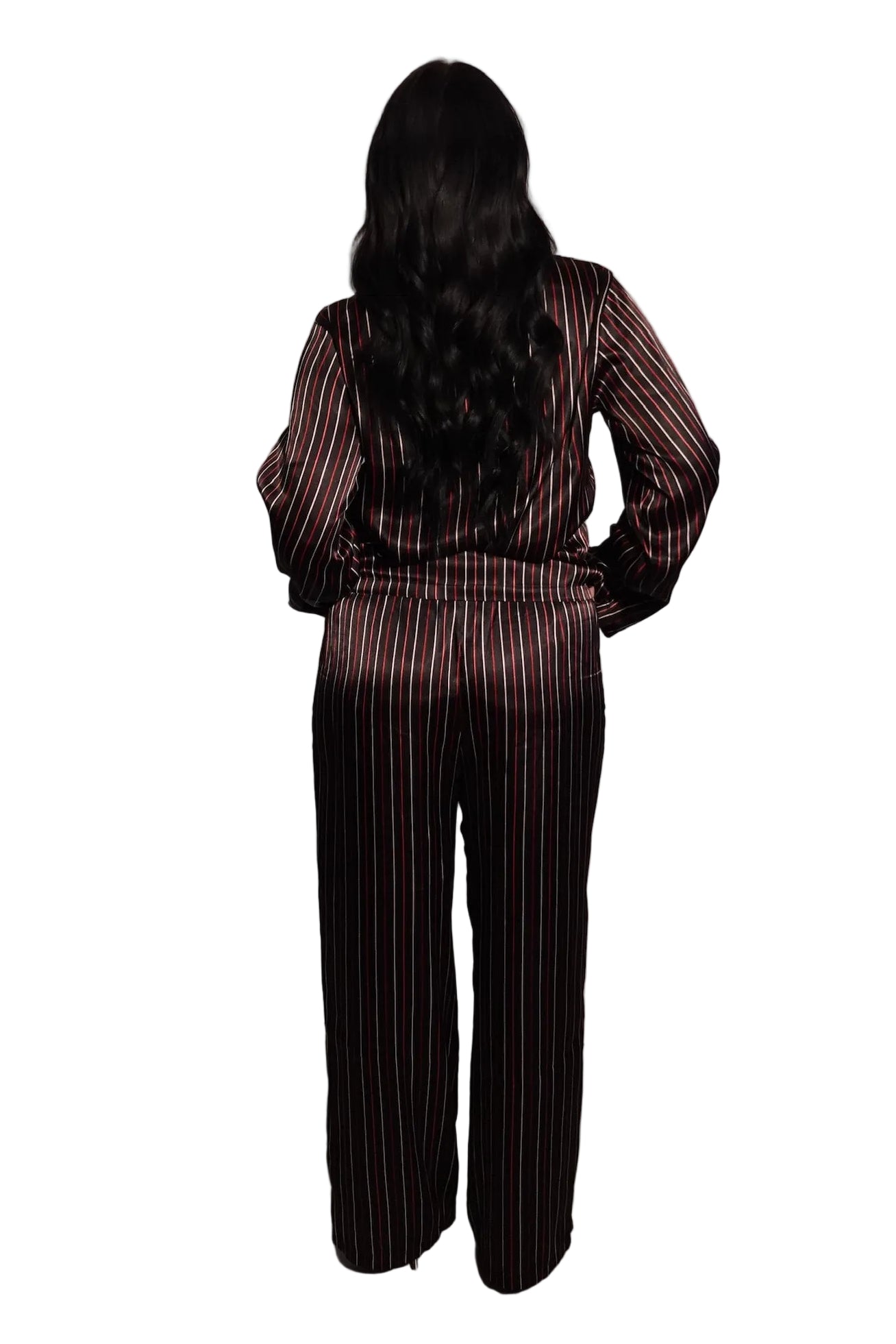 Luxe Pinstripe Satin Pajama Set-M