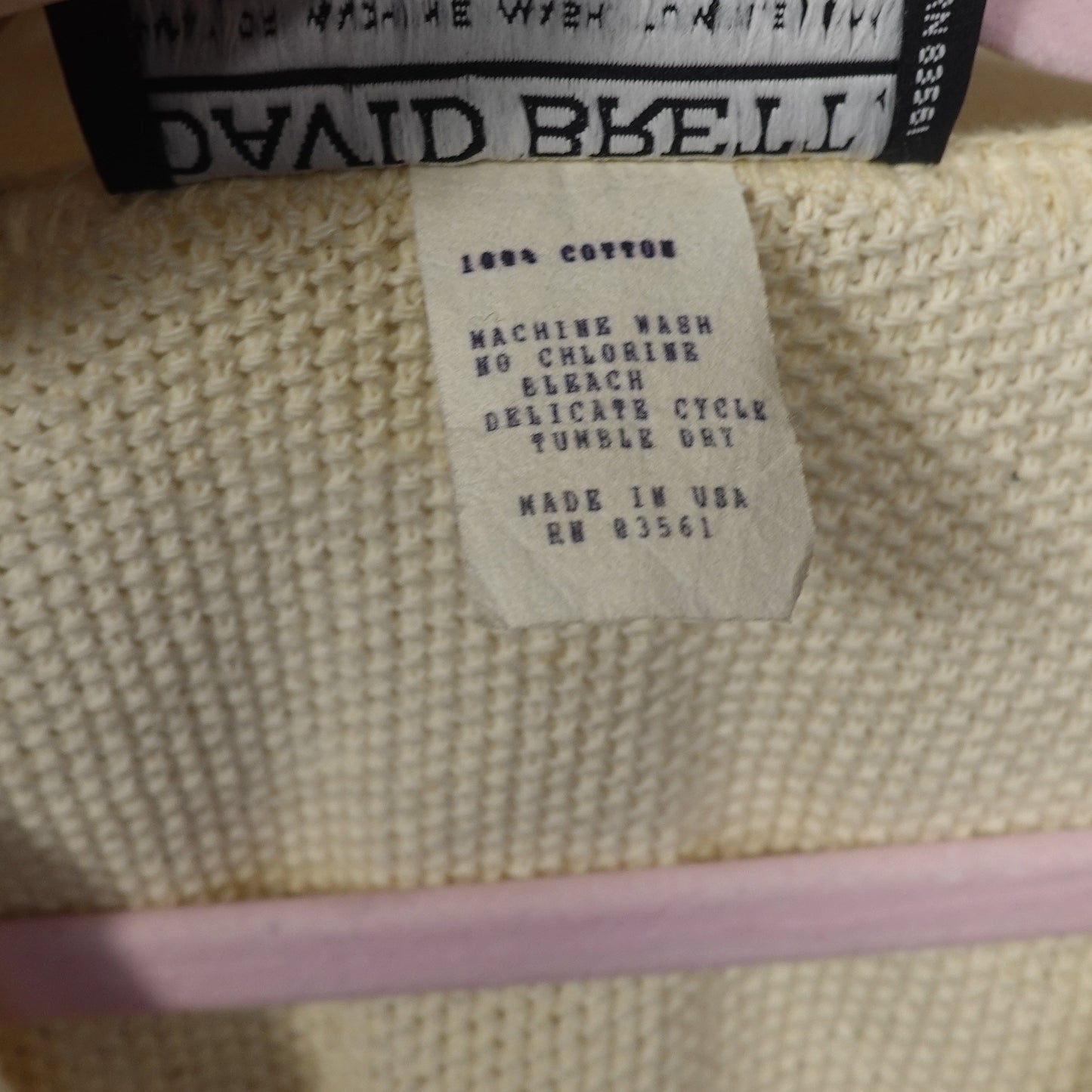 David Brett Cream Knit Vest