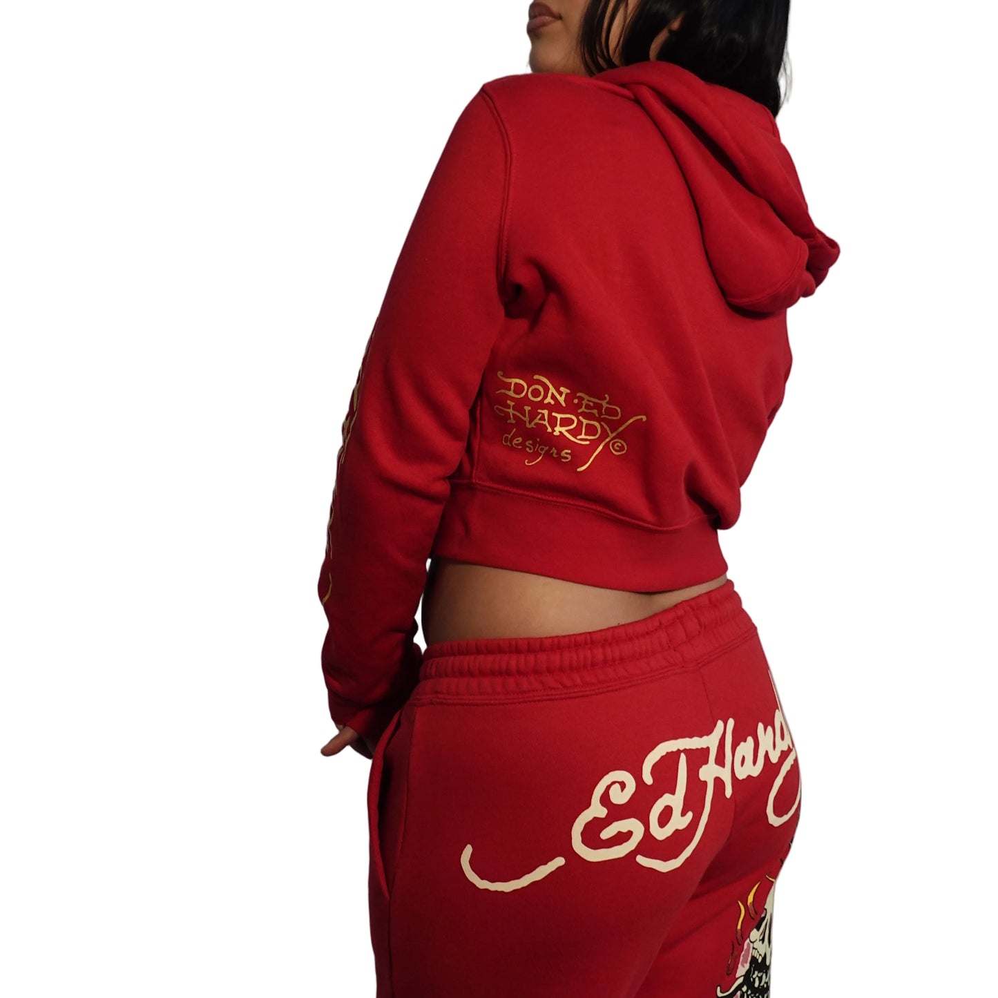 Ed Hardy Red Tracksuit Set - Skull Edition