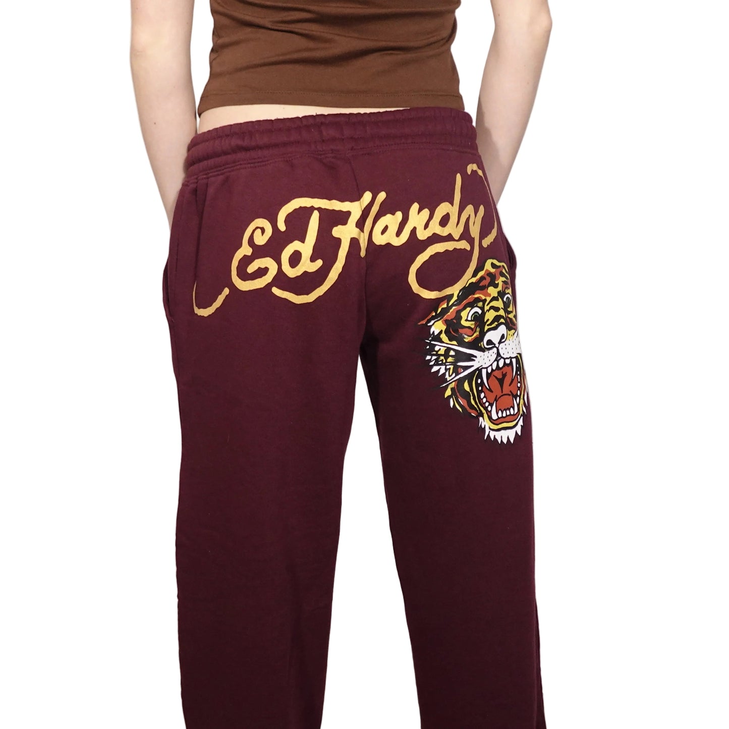 Ed Hardy Burgundy Tiger Sweatpants