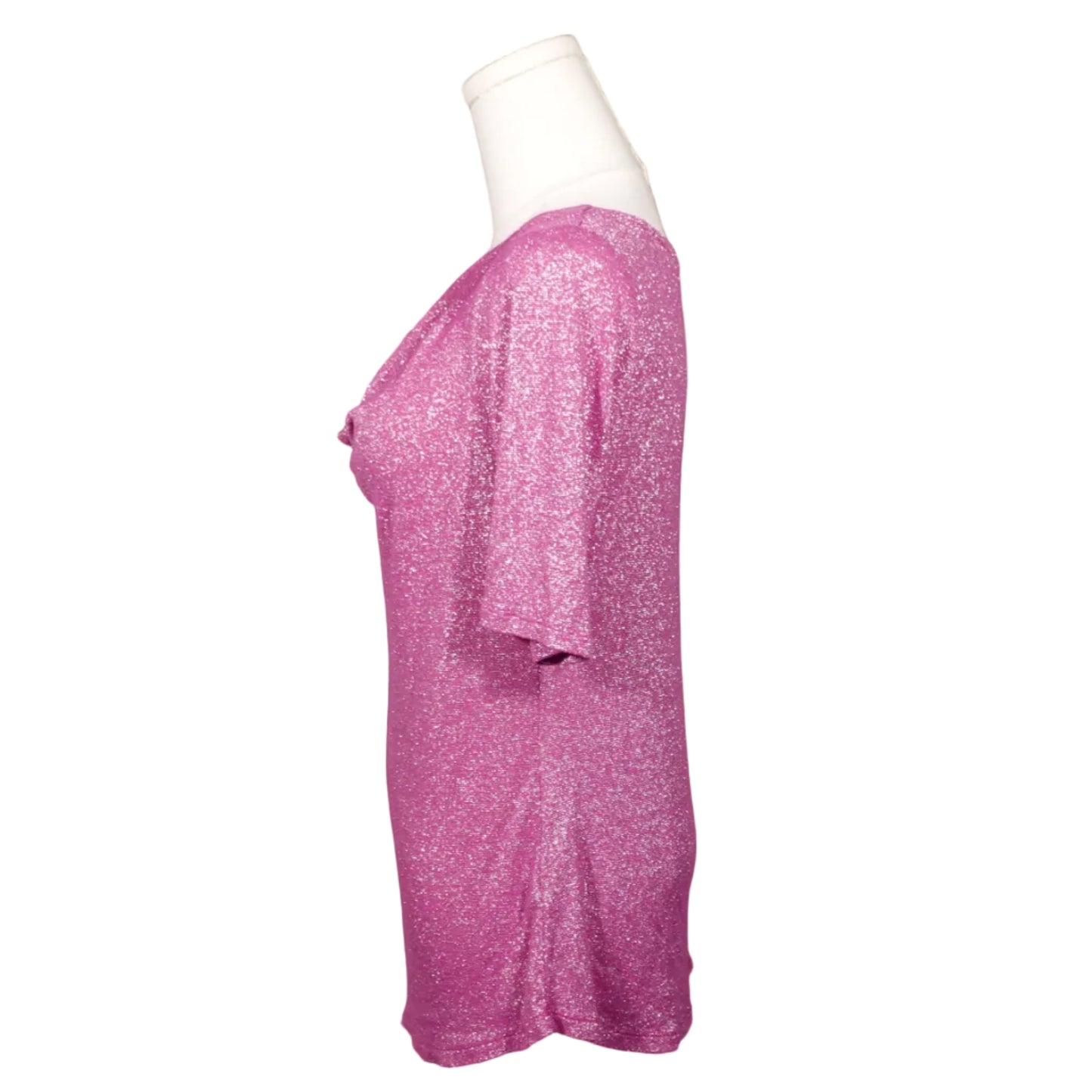 The Pink Glimmer Drape Top-M