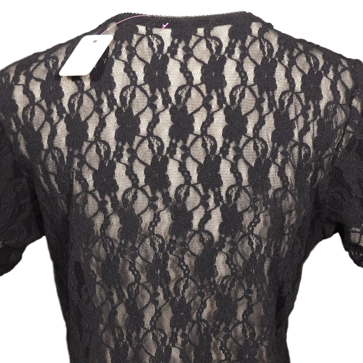 Navy Lace Sheer Top
