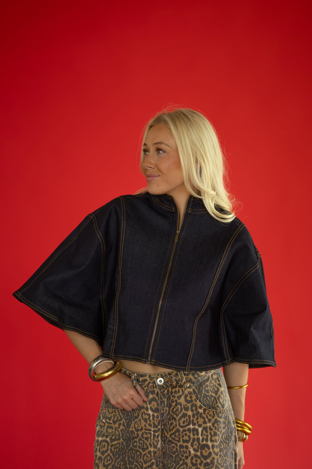 After Hours Denim Cape Top