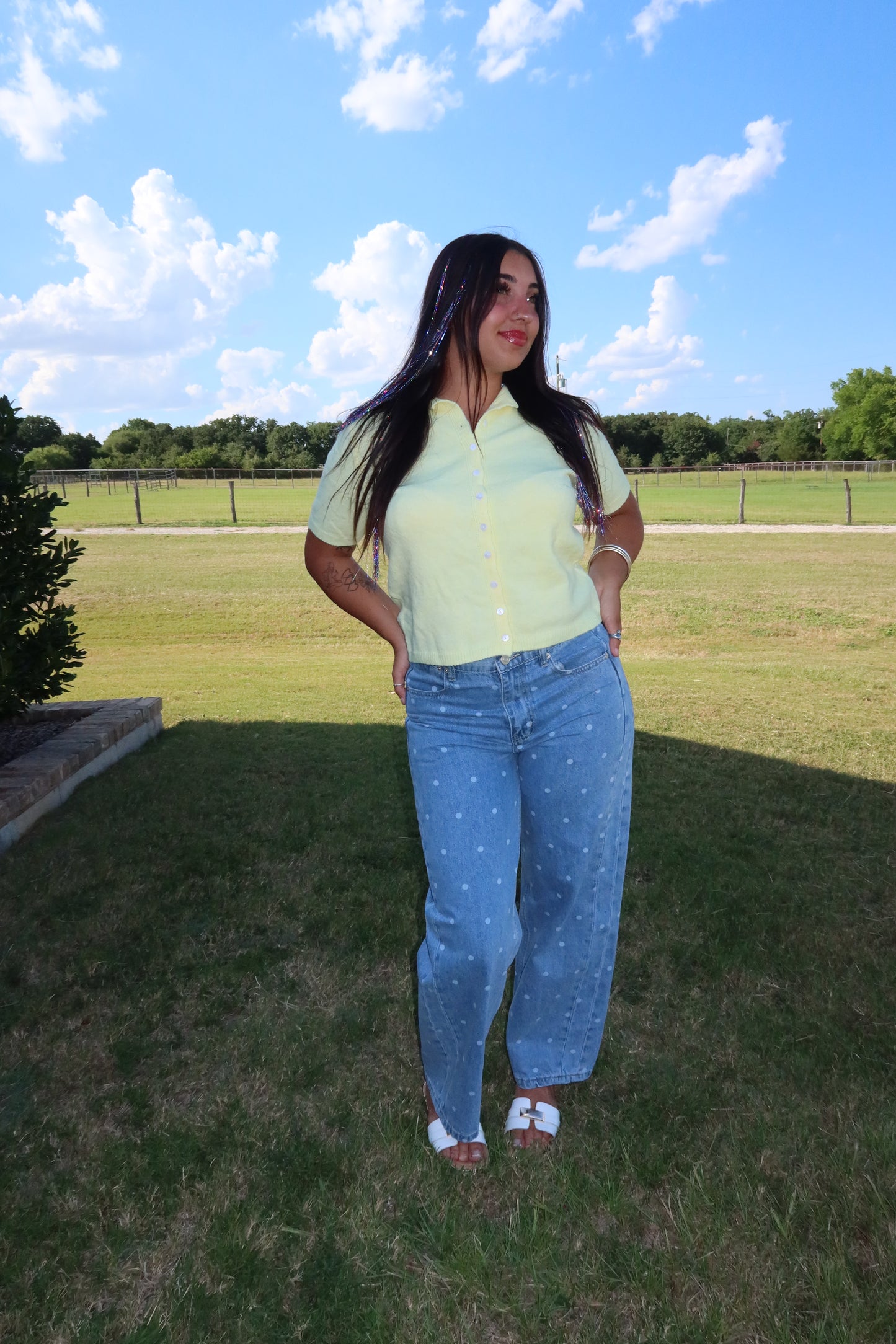 Polka Dot Straight Leg Jeans