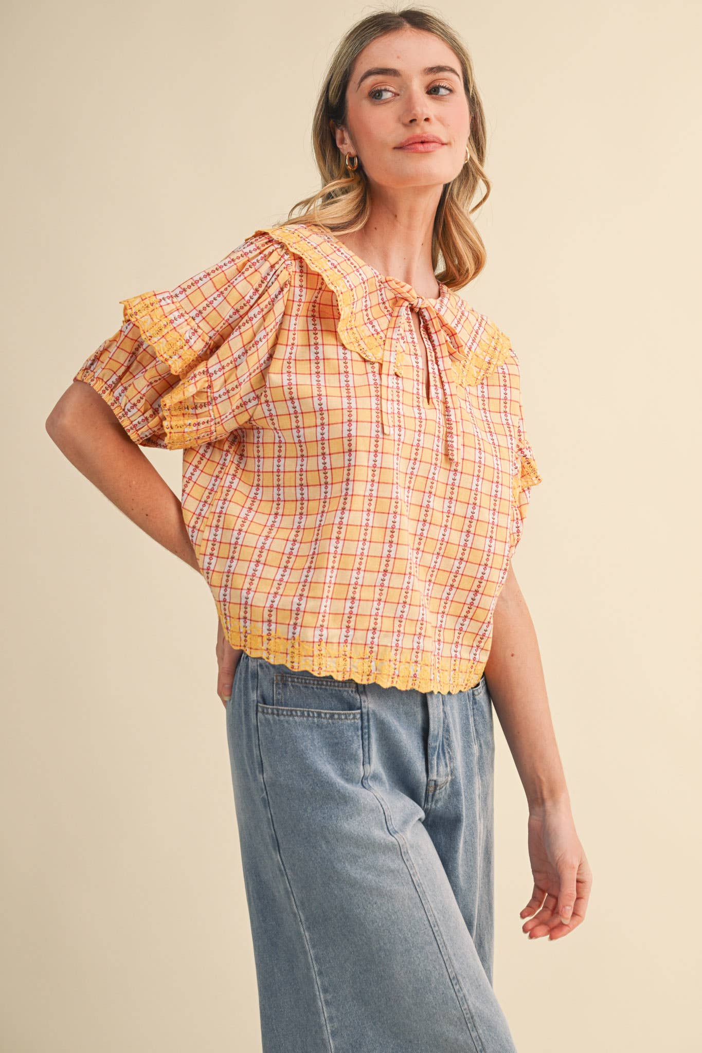 Honey Harvest Plaid Top
