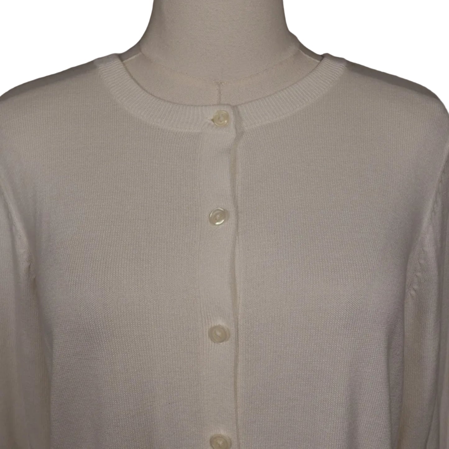 Ivory Essential Button Cardigan-M