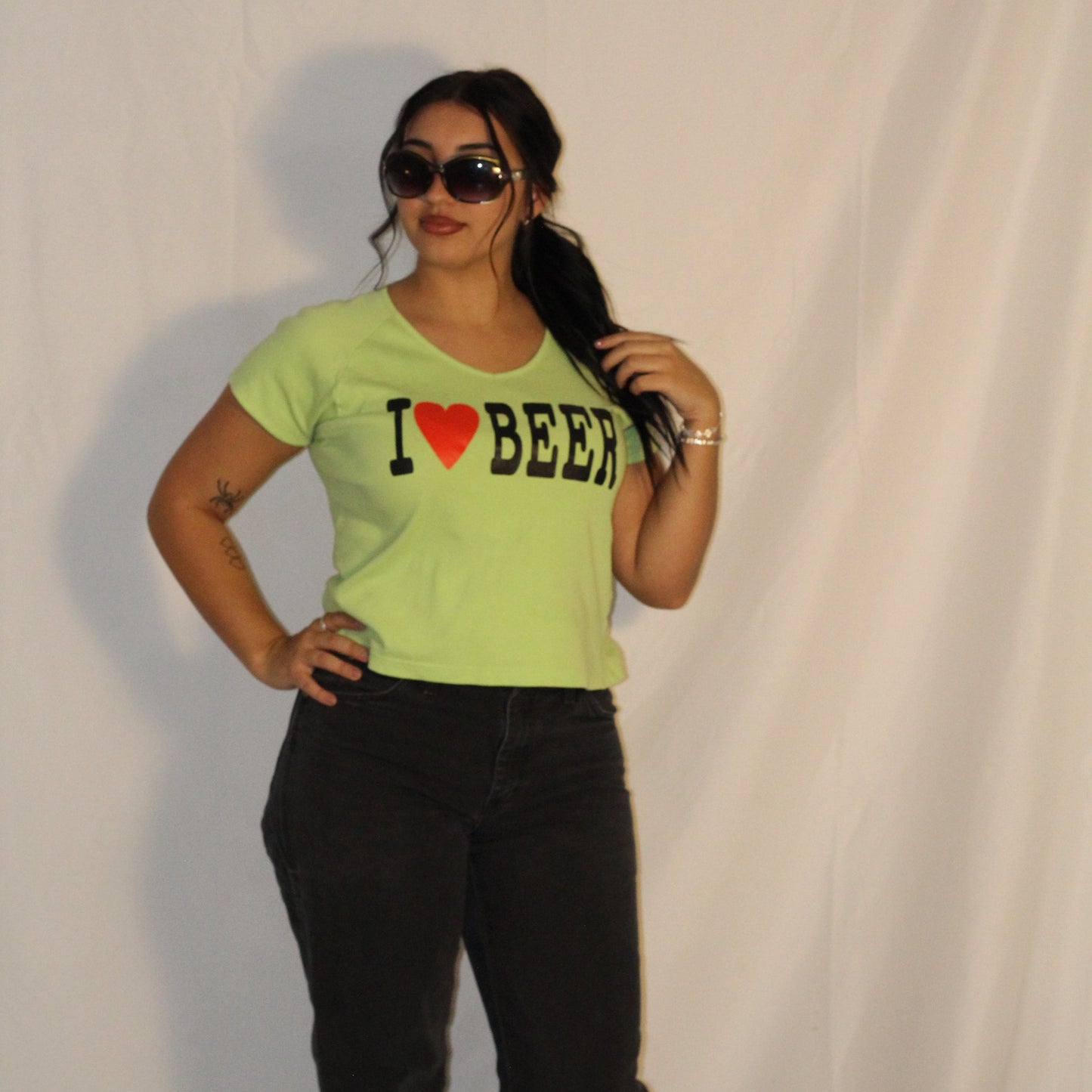 “I ❤️ BEER” Vintage Green Tee