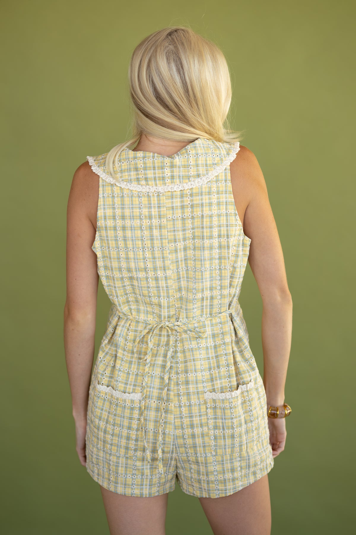 Plaid Button Front Romper