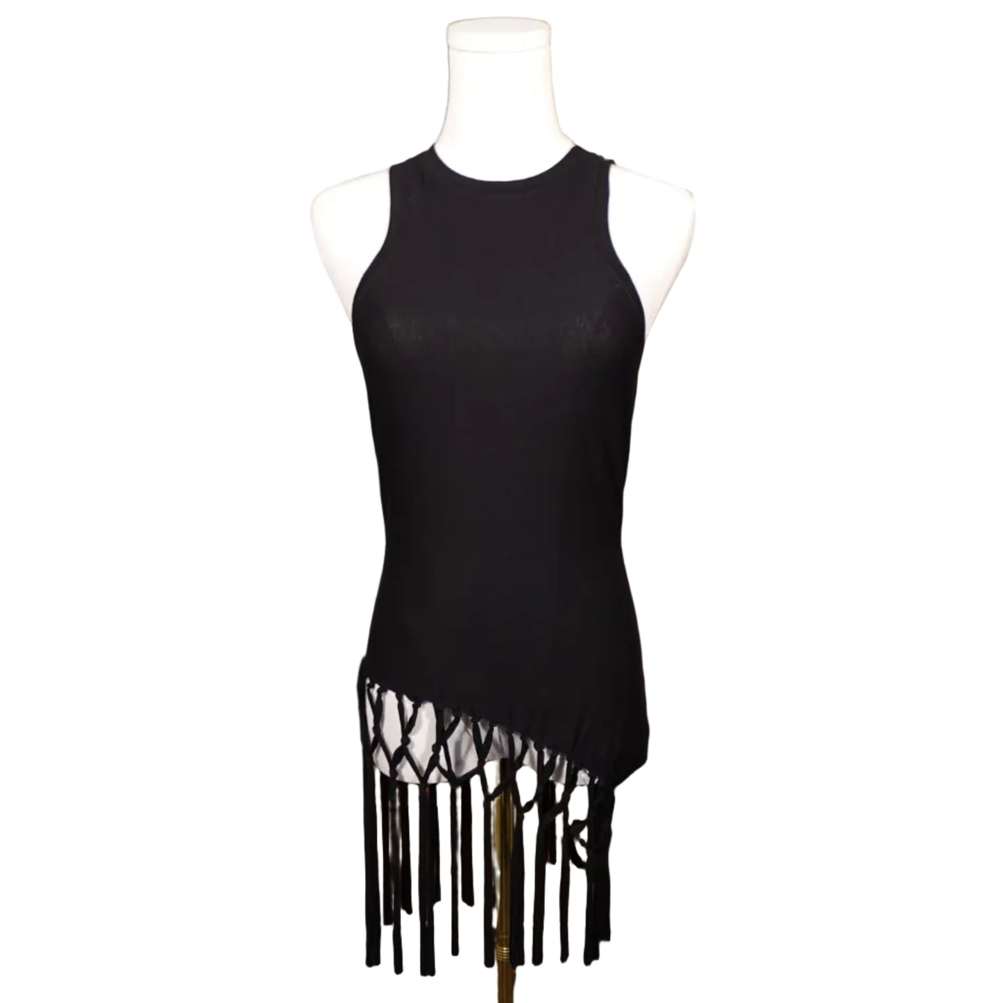 Fringe Cutout Mini Dress-S