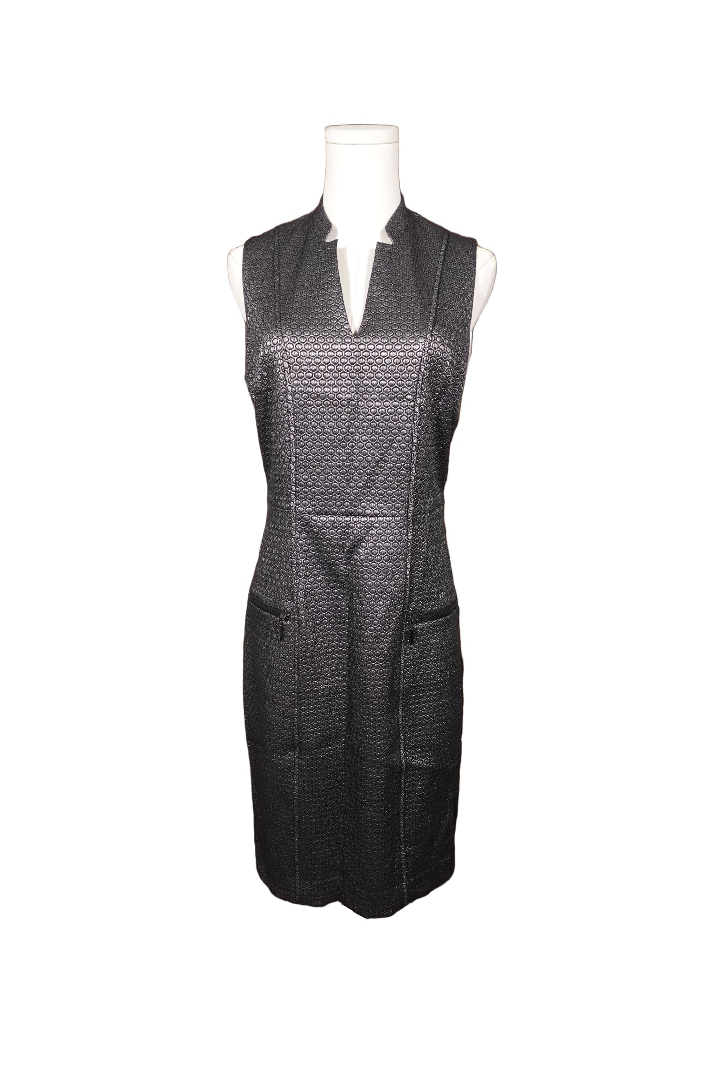 Pure Navy Textured Sheath Dress –8