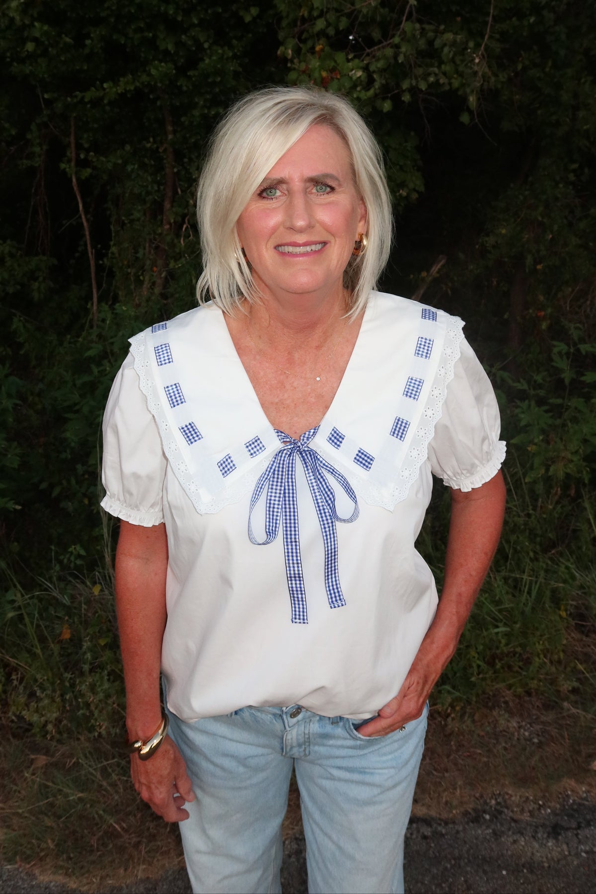 Miriam Gingham Sailor Top