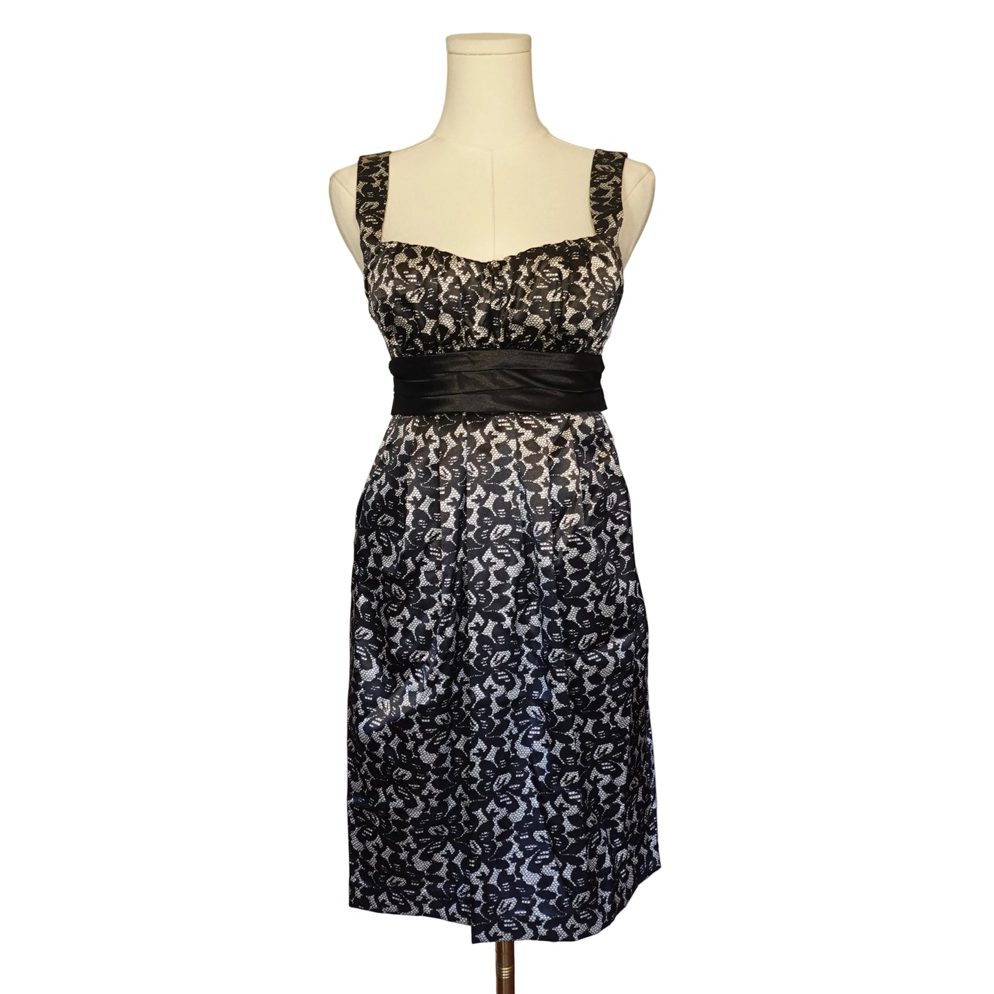 City Triangles Black & Ivory Lace Cocktail Dress-XS