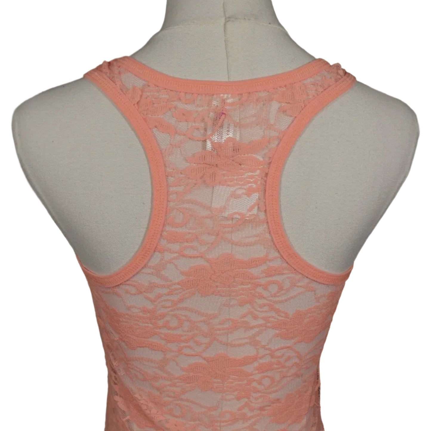 Coral Lace Racerback Tank Top-M