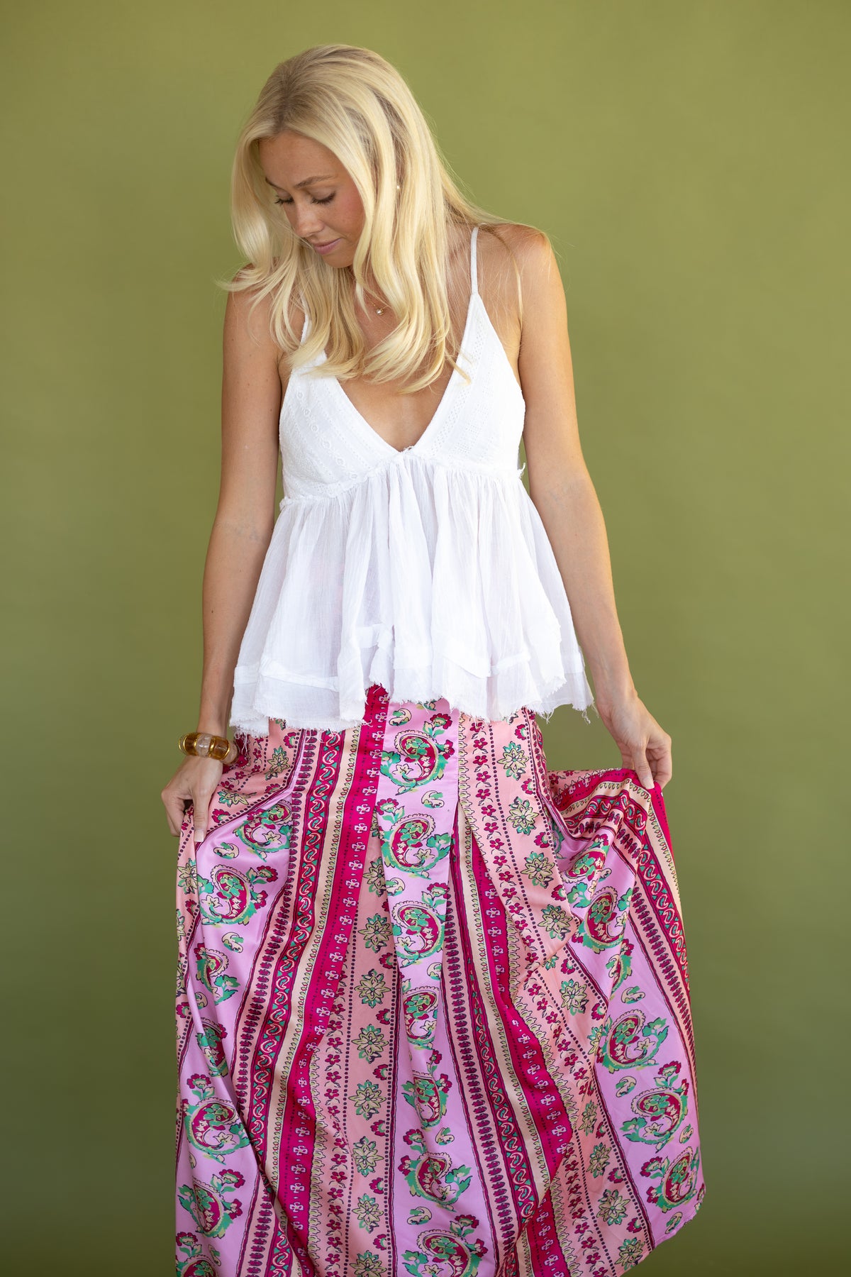 Pink Palms Maxi Skirt