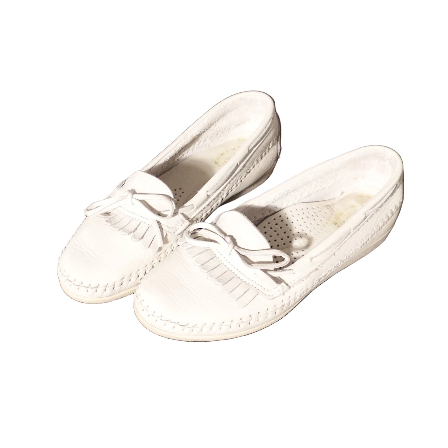 Vintage White Leather Loafers-6.5