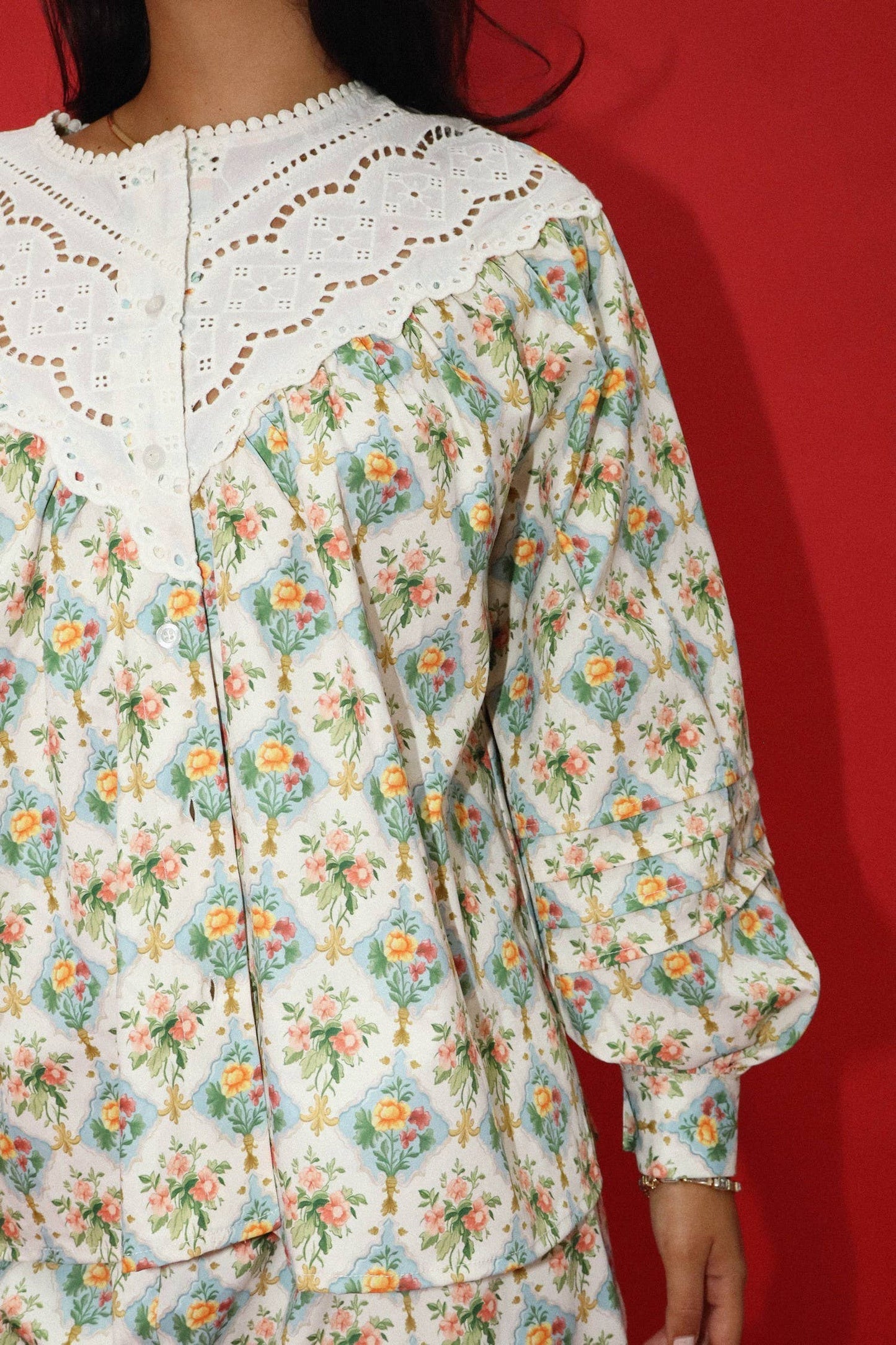 PREORDER Eyelet Collar Floral Blouse