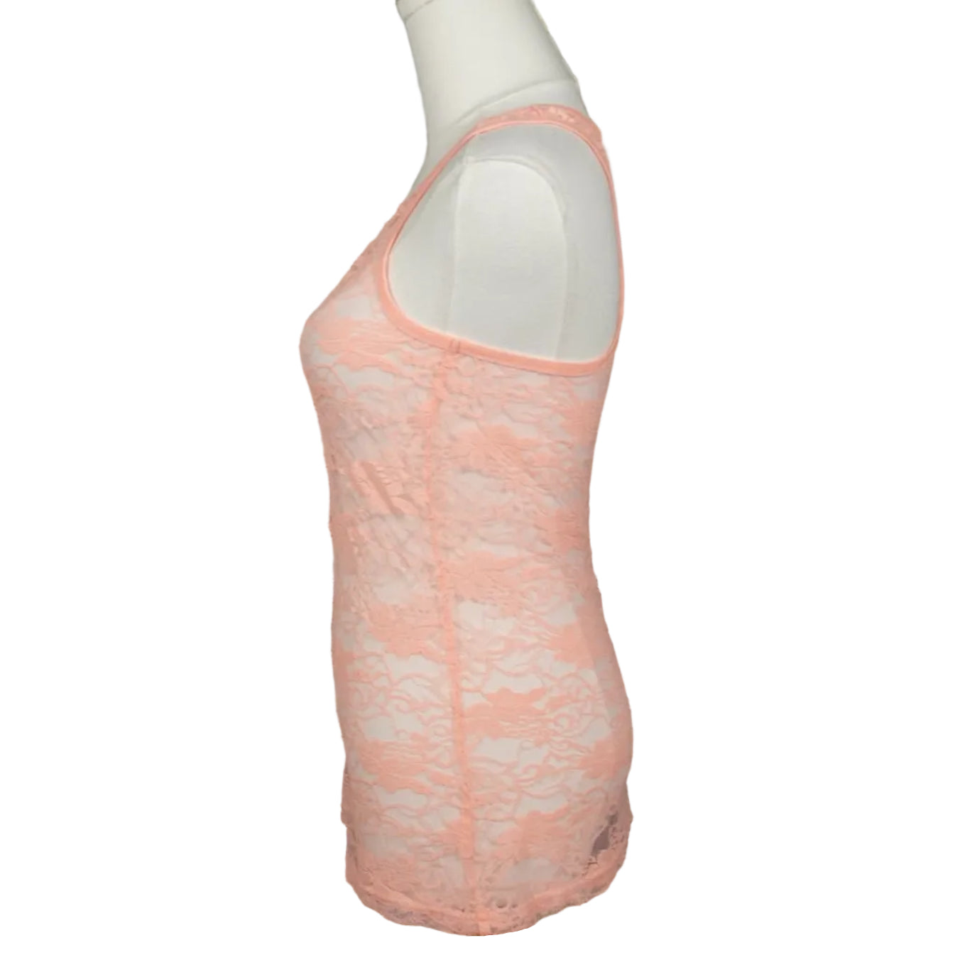 Coral Lace Racerback Tank Top-M