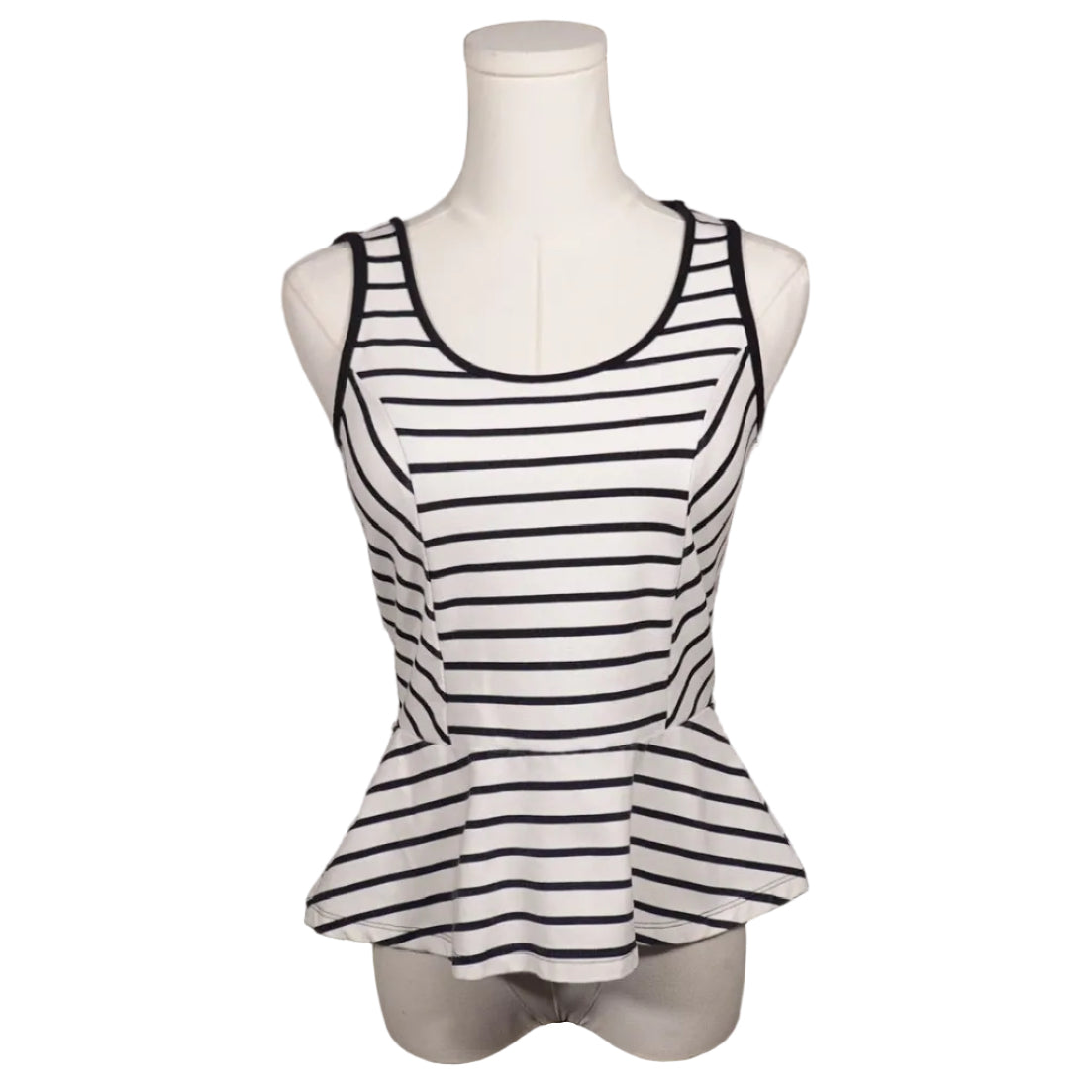 Classic Stripe Peplum Tank-XSP