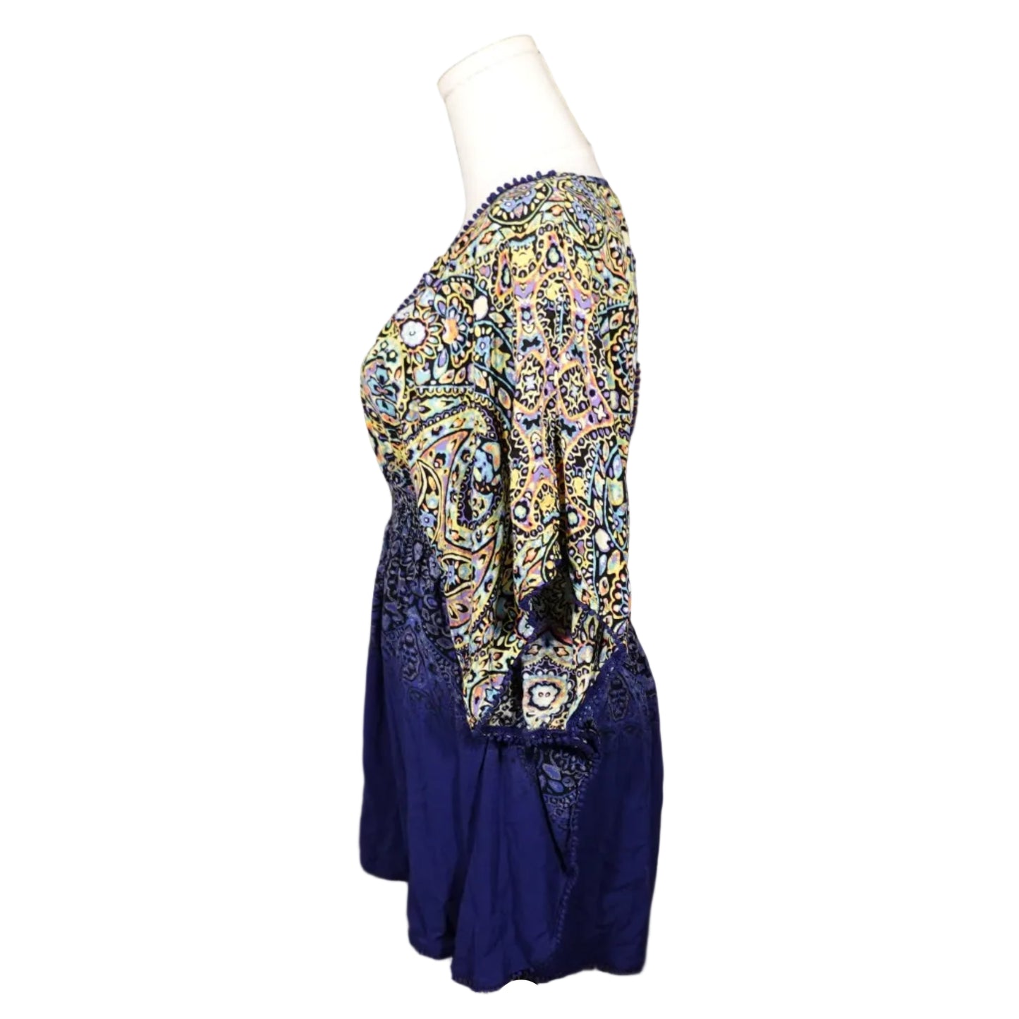 Open-Back Paisley Tunic Top (M)
