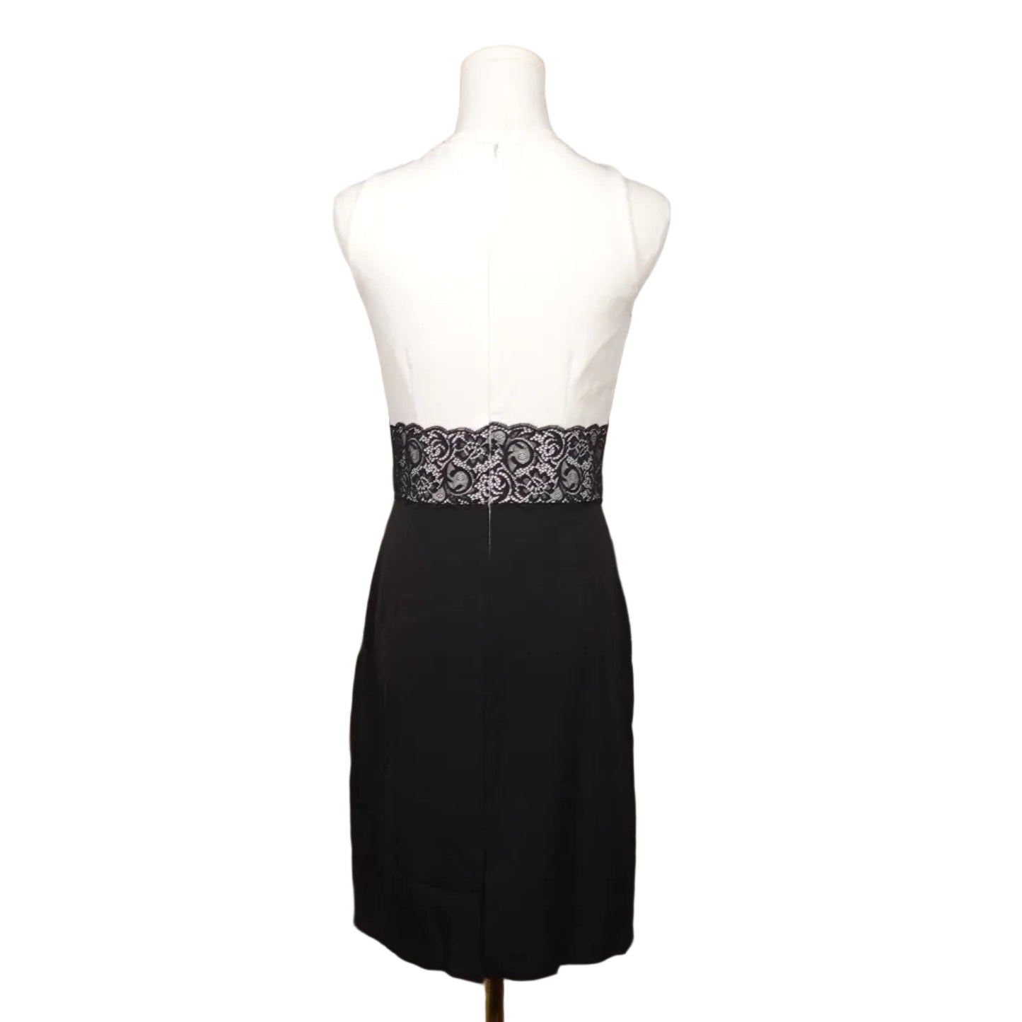 White House Black Market Black & Ecru Lace Waist Sheath Dress (0)