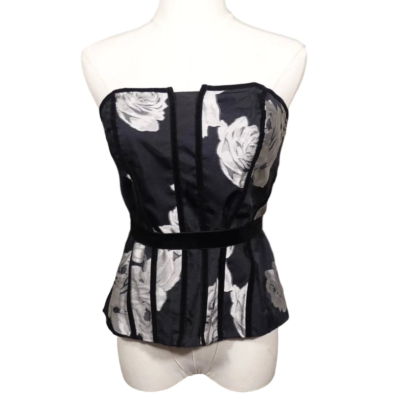White House Black Market Silver Bloom Corset Top (4)
