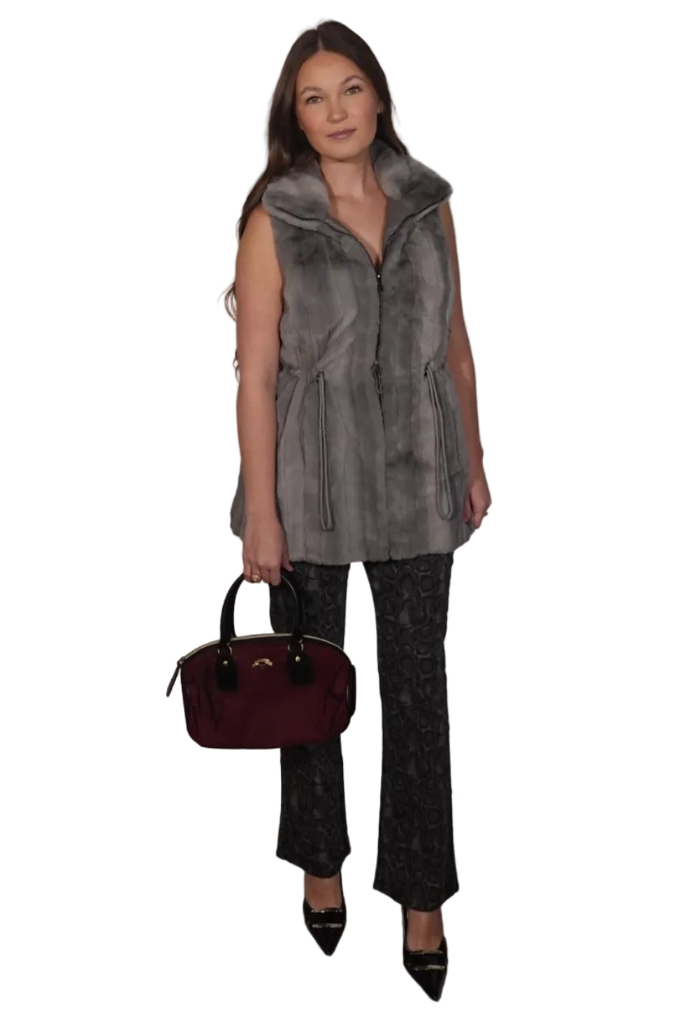 White House Black Market Faux Fur Zip Vest-S
