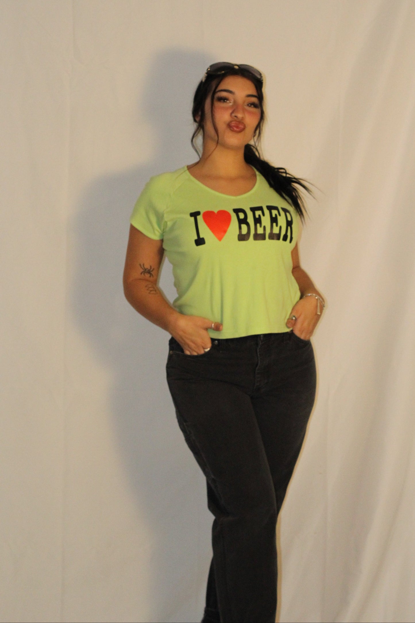 “I ❤️ BEER” Vintage Green Tee