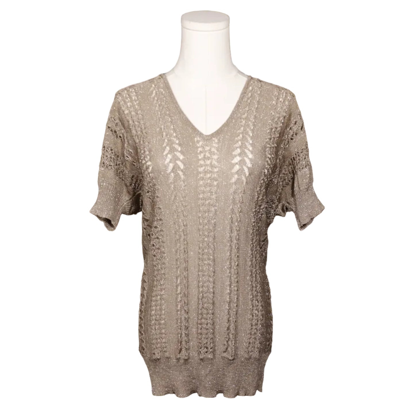 The Limited Metallic Open Knit Tunic Sweater-M