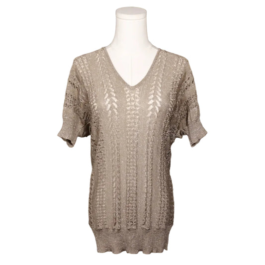 The Limited Metallic Open Knit Tunic Sweater-M