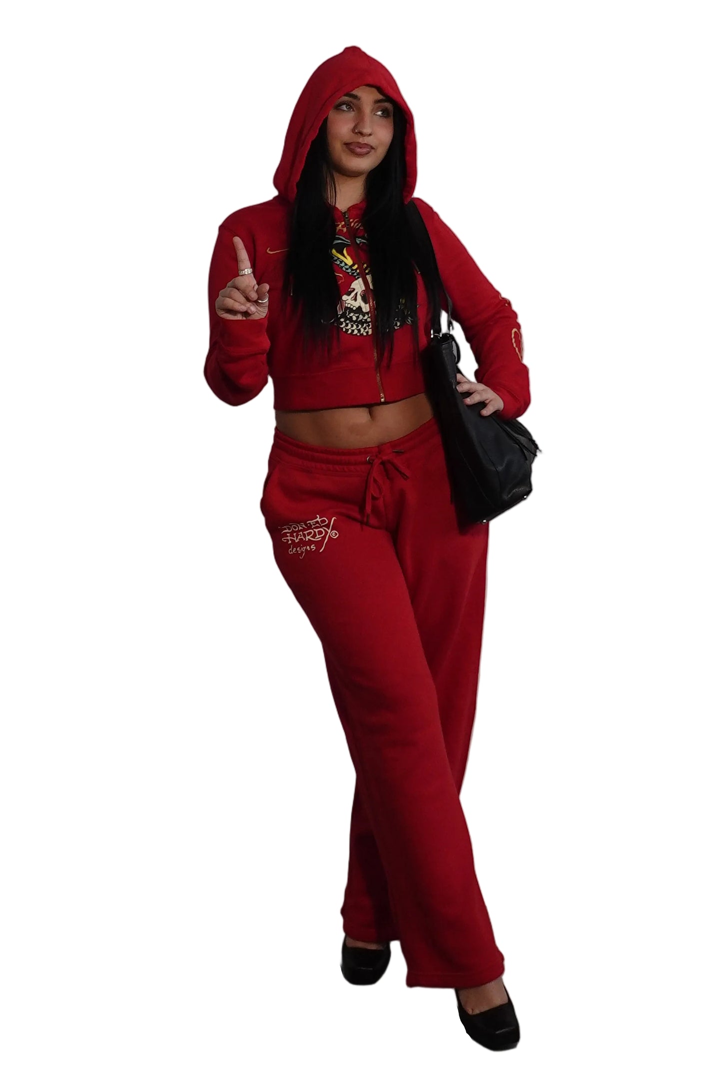 Ed Hardy Red Tracksuit Set - Skull Edition