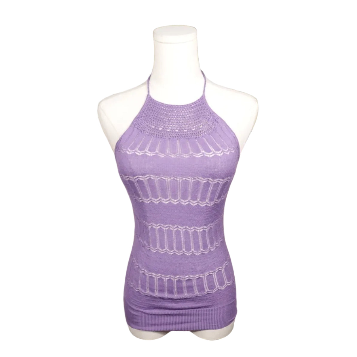 Lavender Lace Knit Halter Top-S