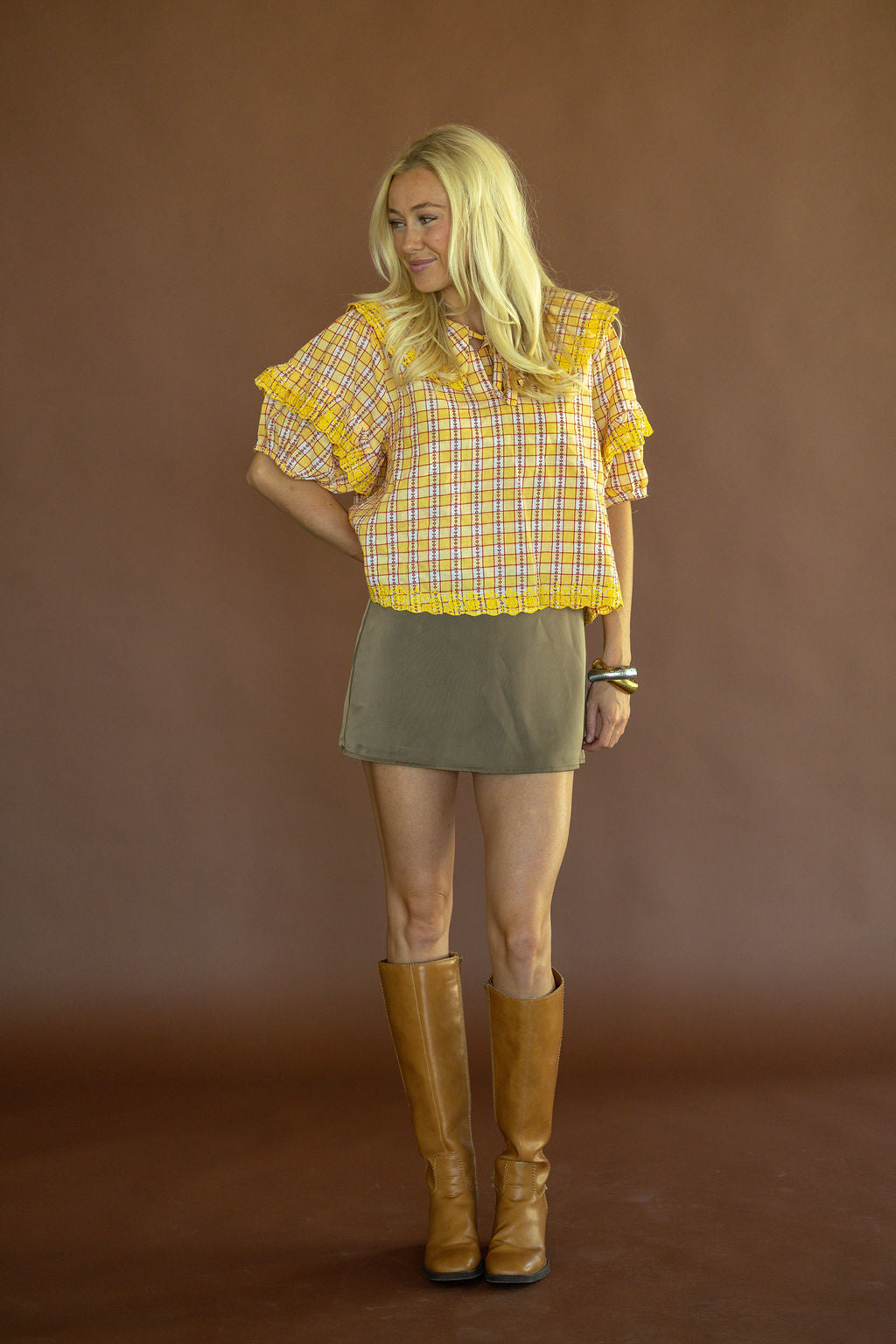 Honey Harvest Plaid Top