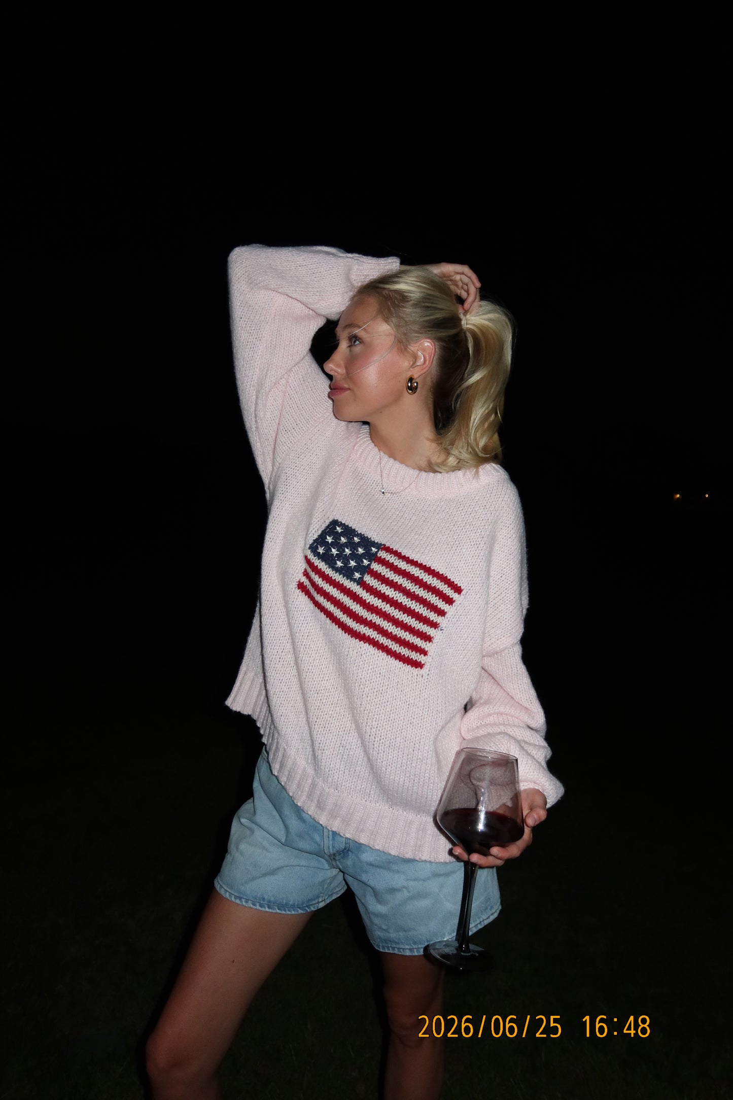 American Flag Knit Off The Shoulder