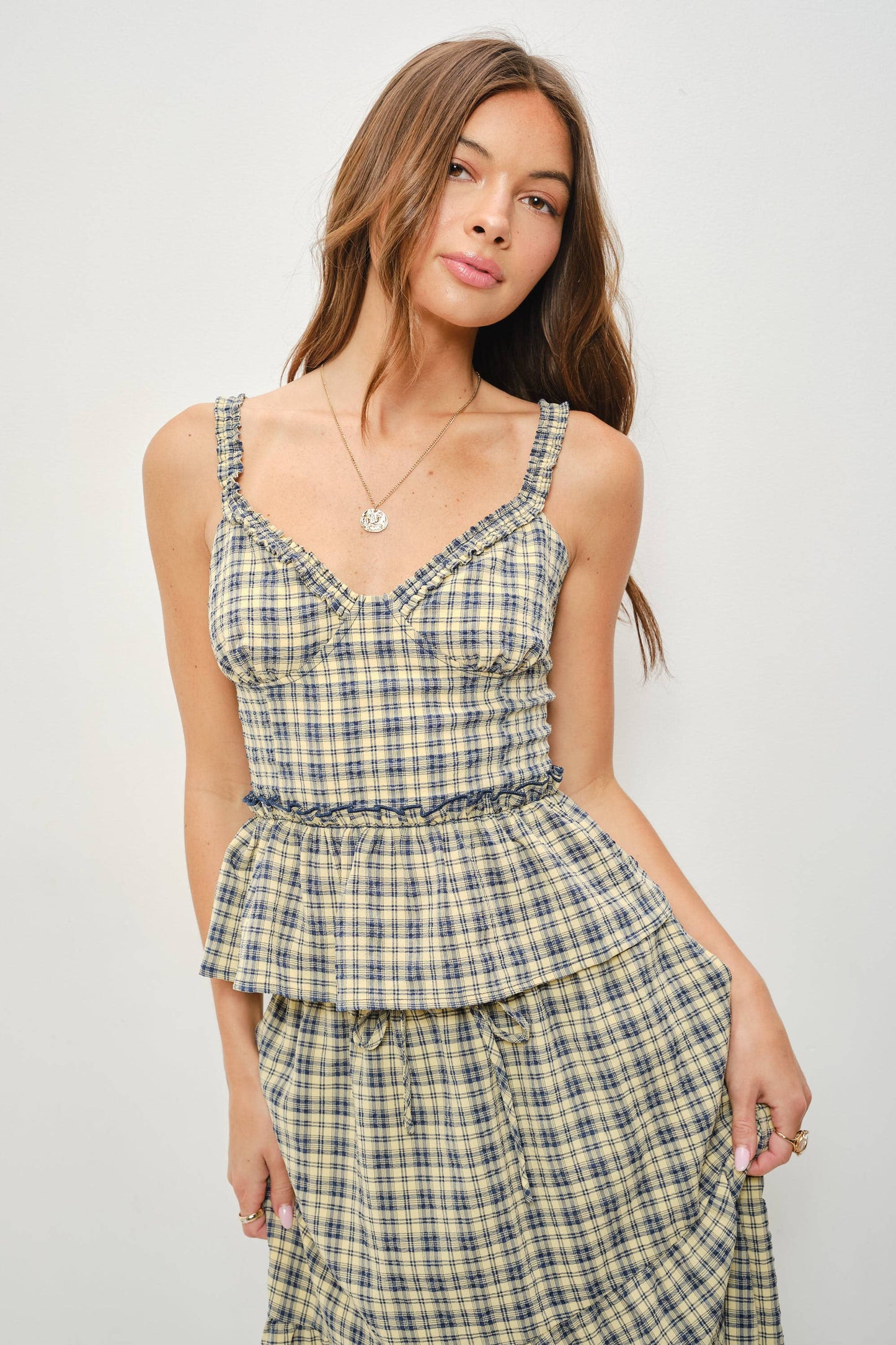 PREORDER Babydoll Plaid Corset Top