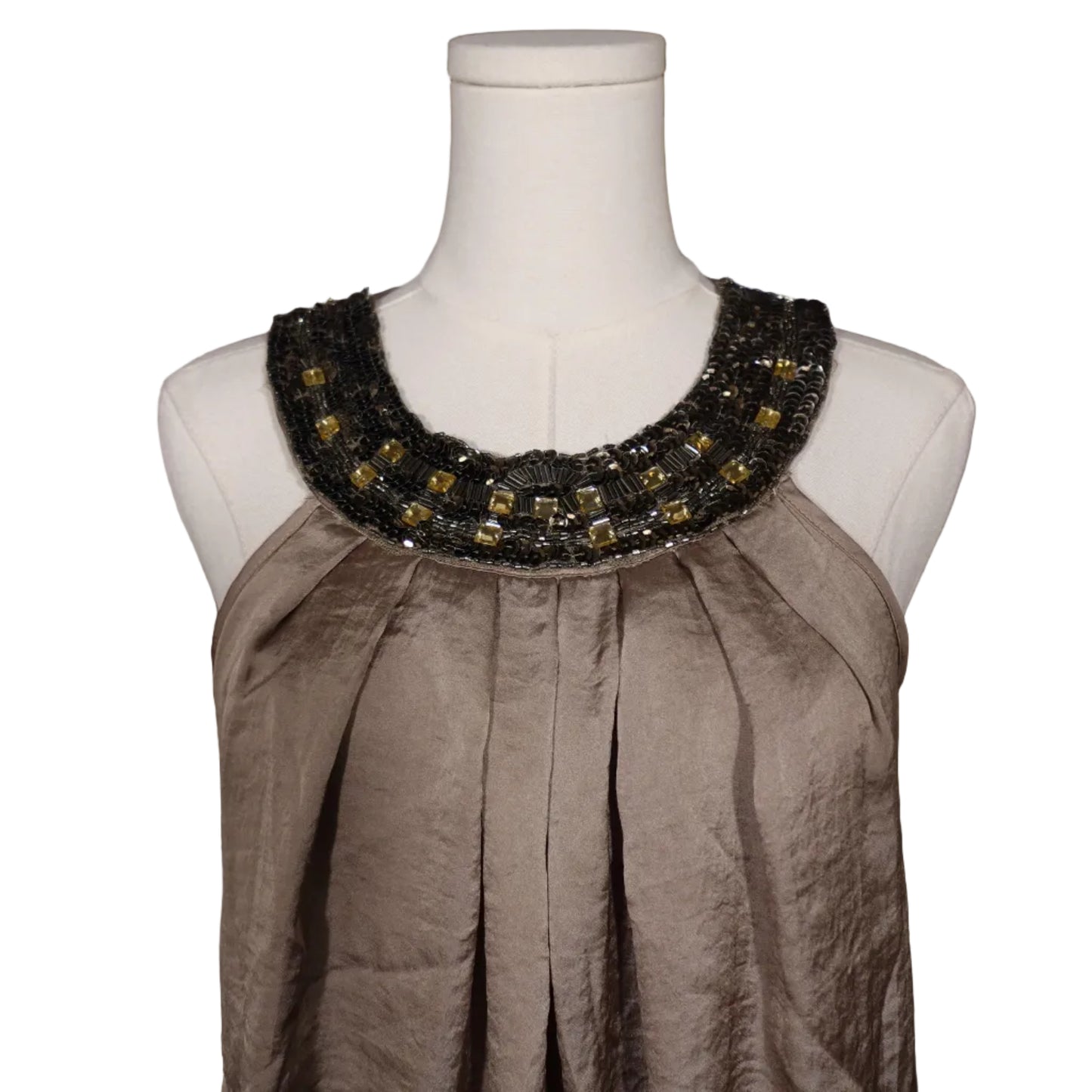 Adiva Beaded Halter Satin Top (M)