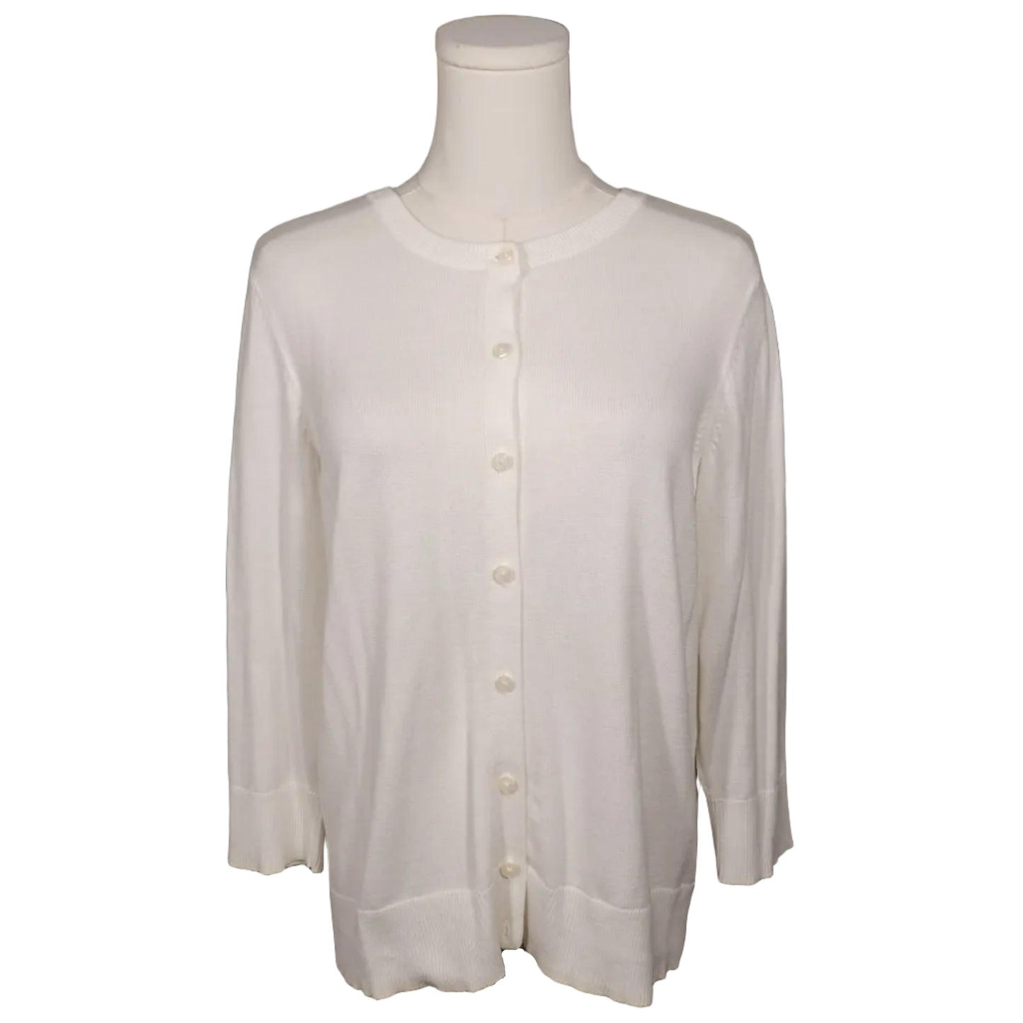 Ivory Essential Button Cardigan-M