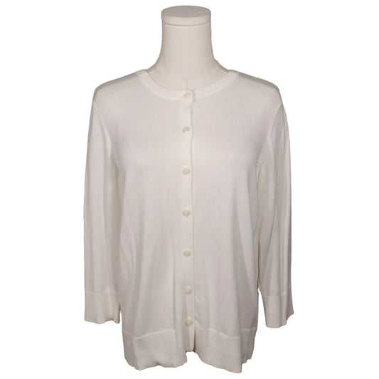 Ivory Essential Button Cardigan-M