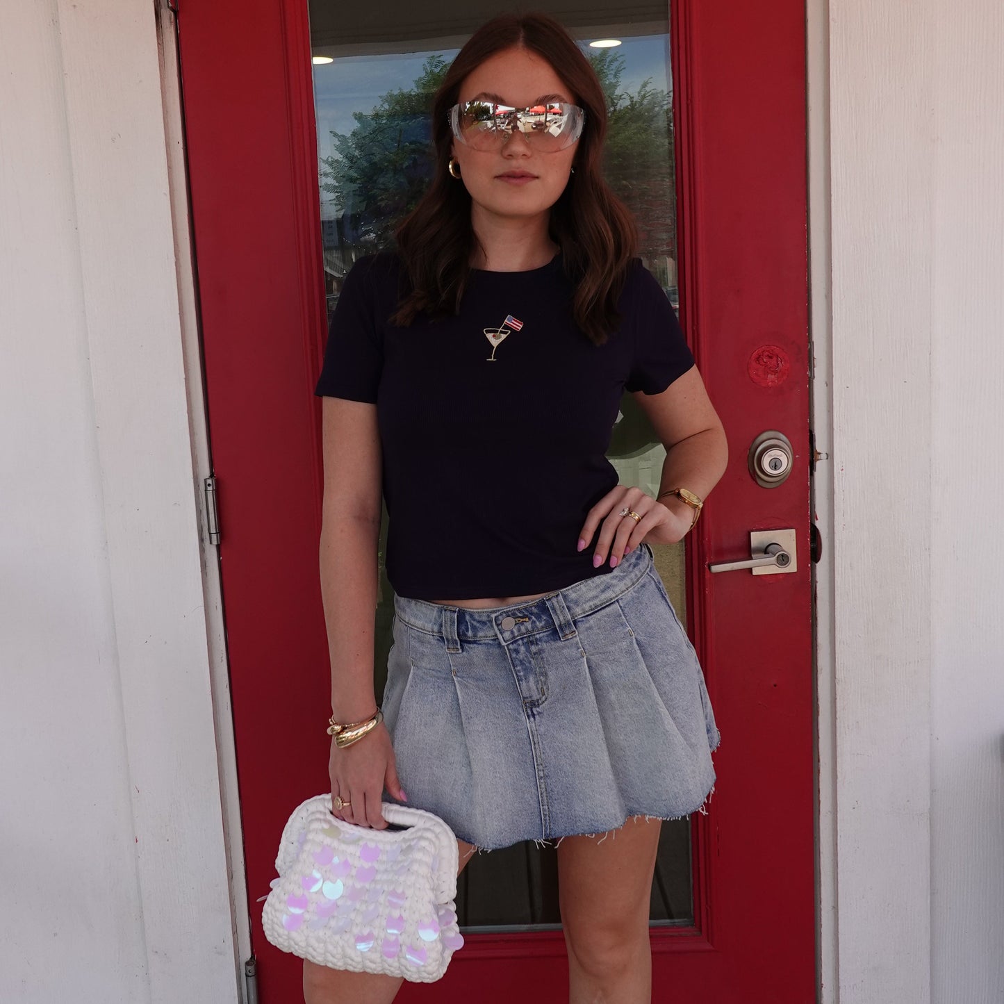 Woven Sequin Mini Handbag