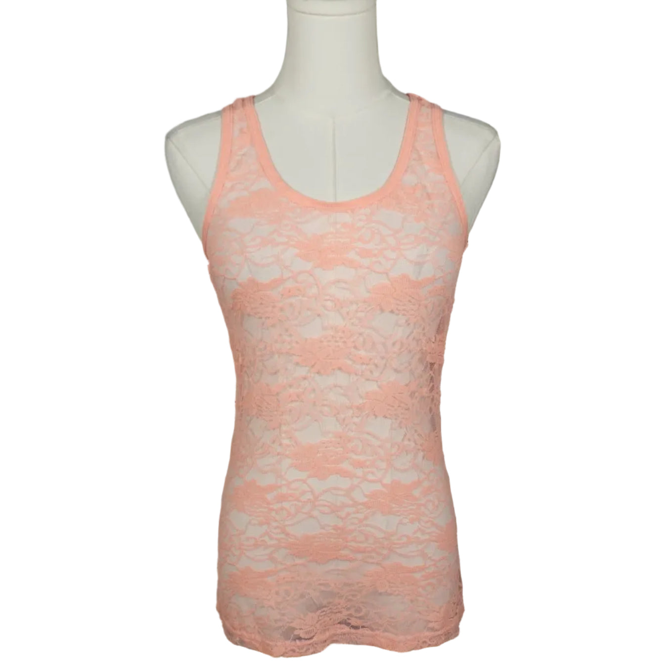 Coral Lace Racerback Tank Top-M