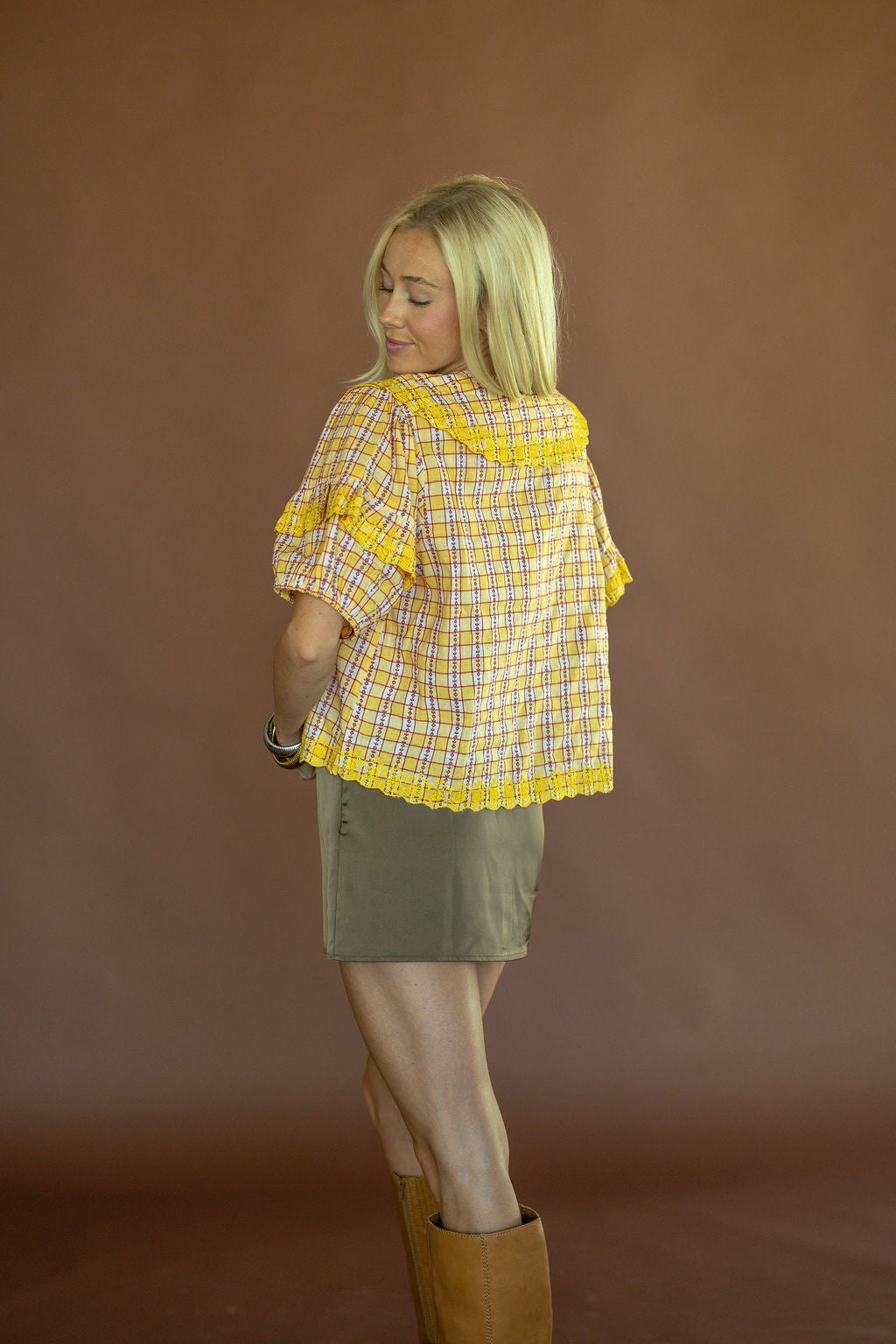 Honey Harvest Plaid Top