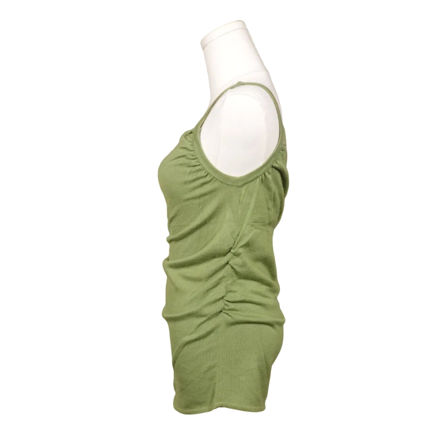 Olive Ruched Mini Dress-S
