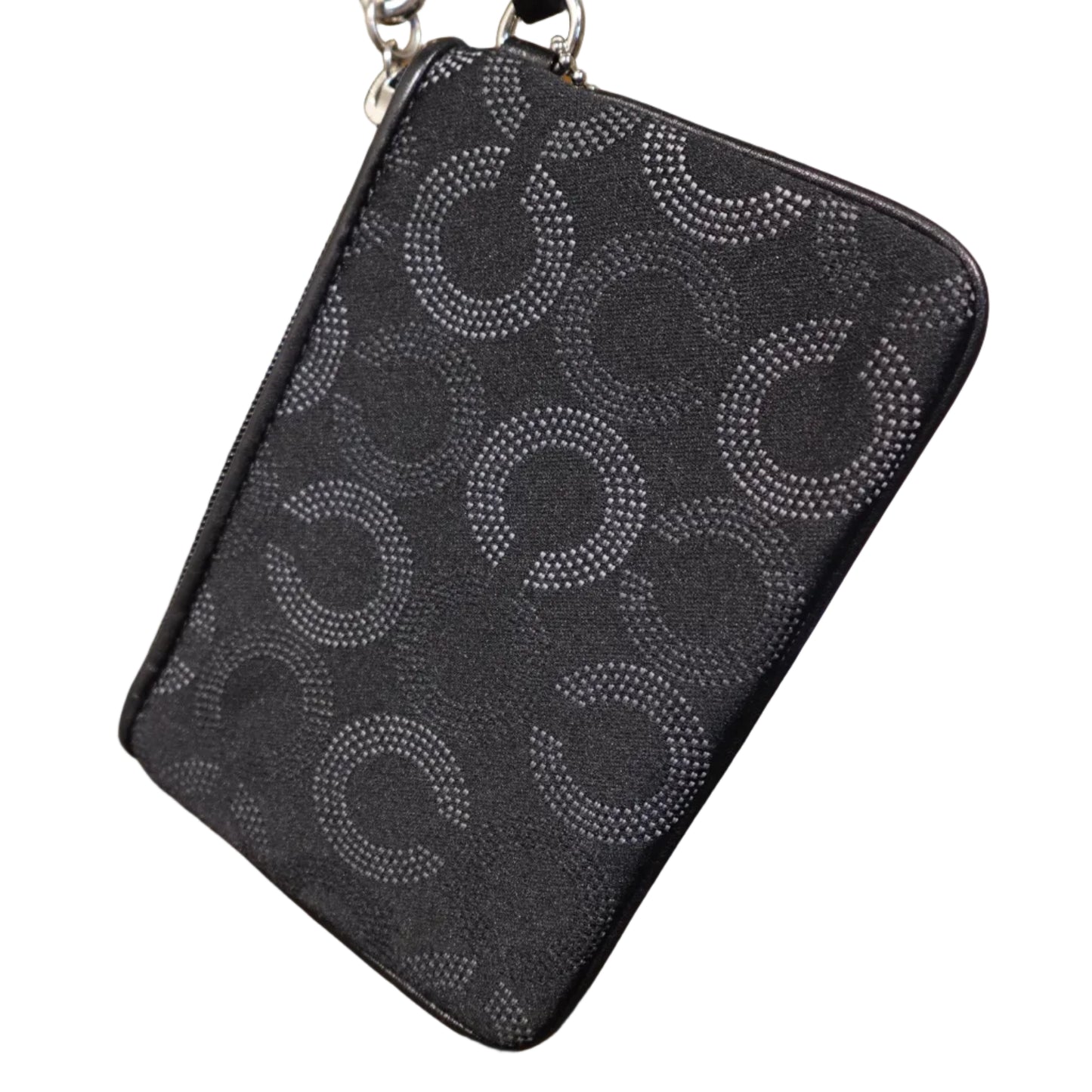 Coach Signature Wristlet / Mini Shoulder Bag – Black & Silver