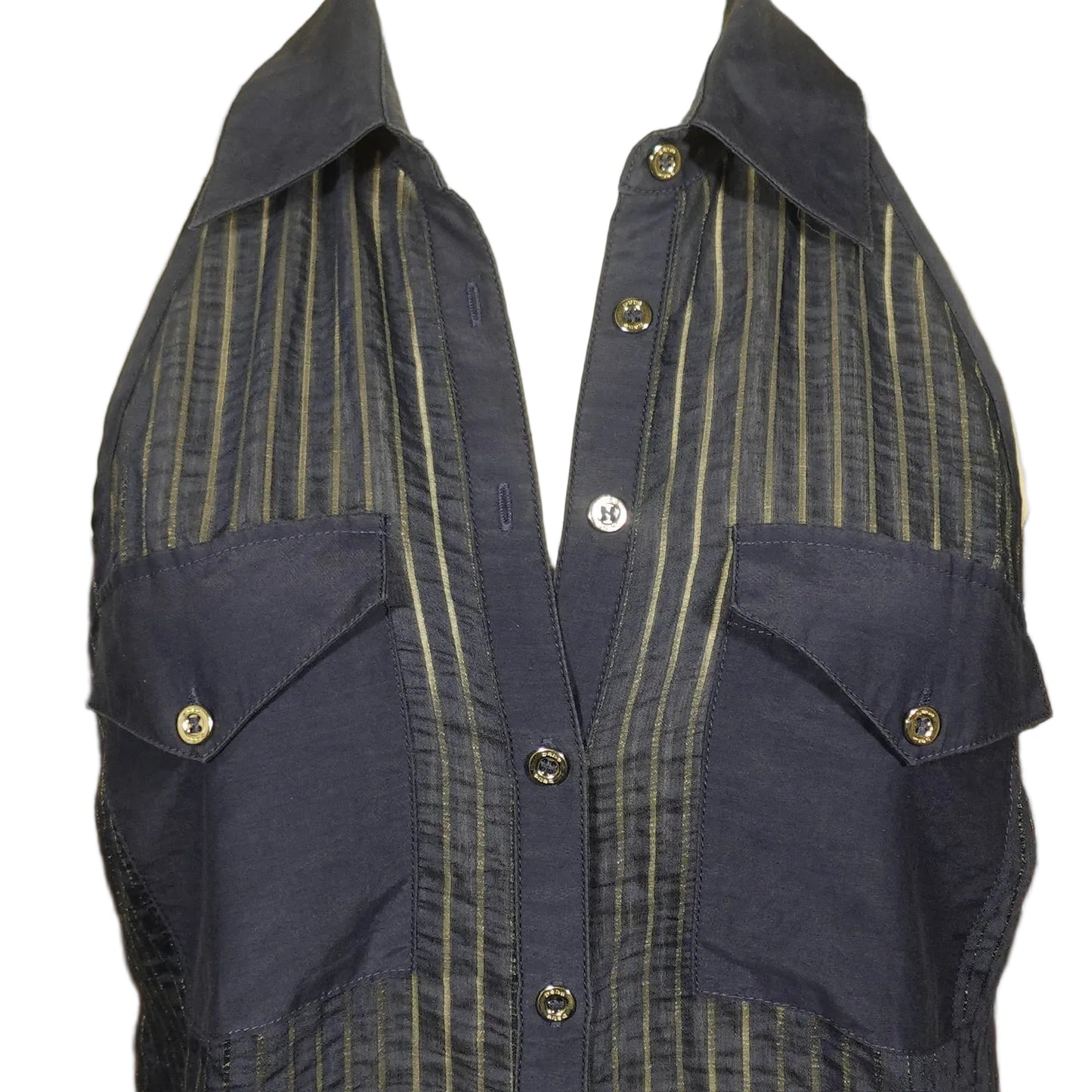 Navy Nights Bebe Halter Top-XXS