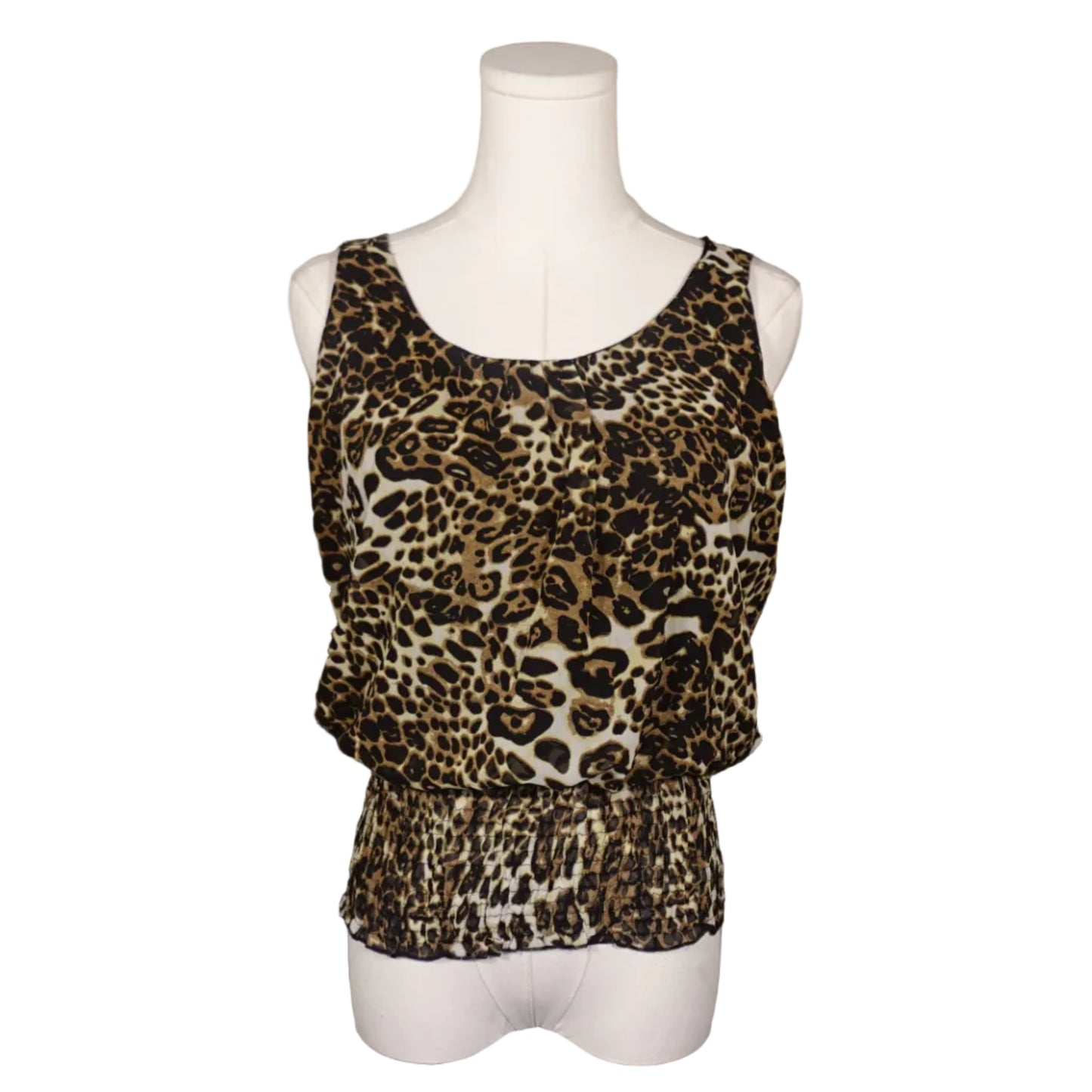 Leopard Luxe Smocked Tank-M