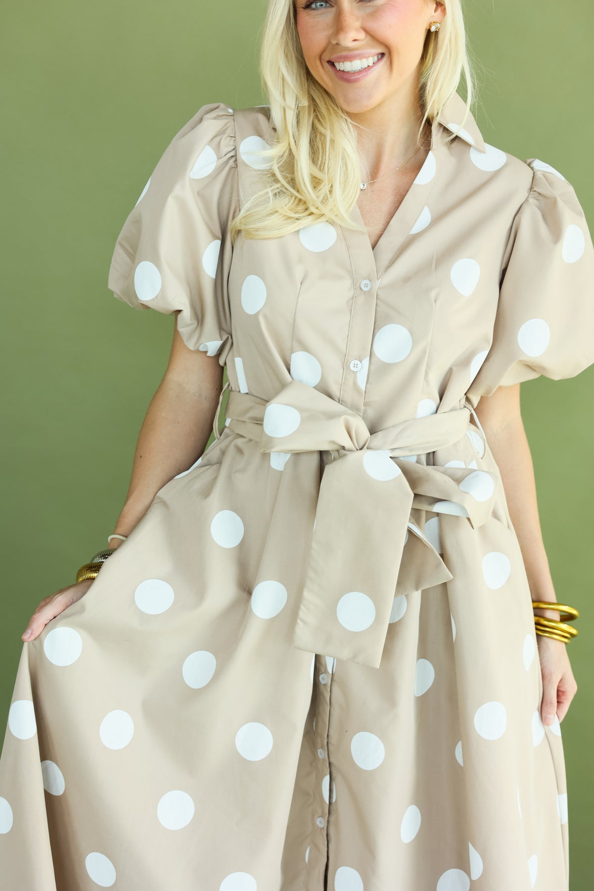 Champagne Dot Maxi Dress