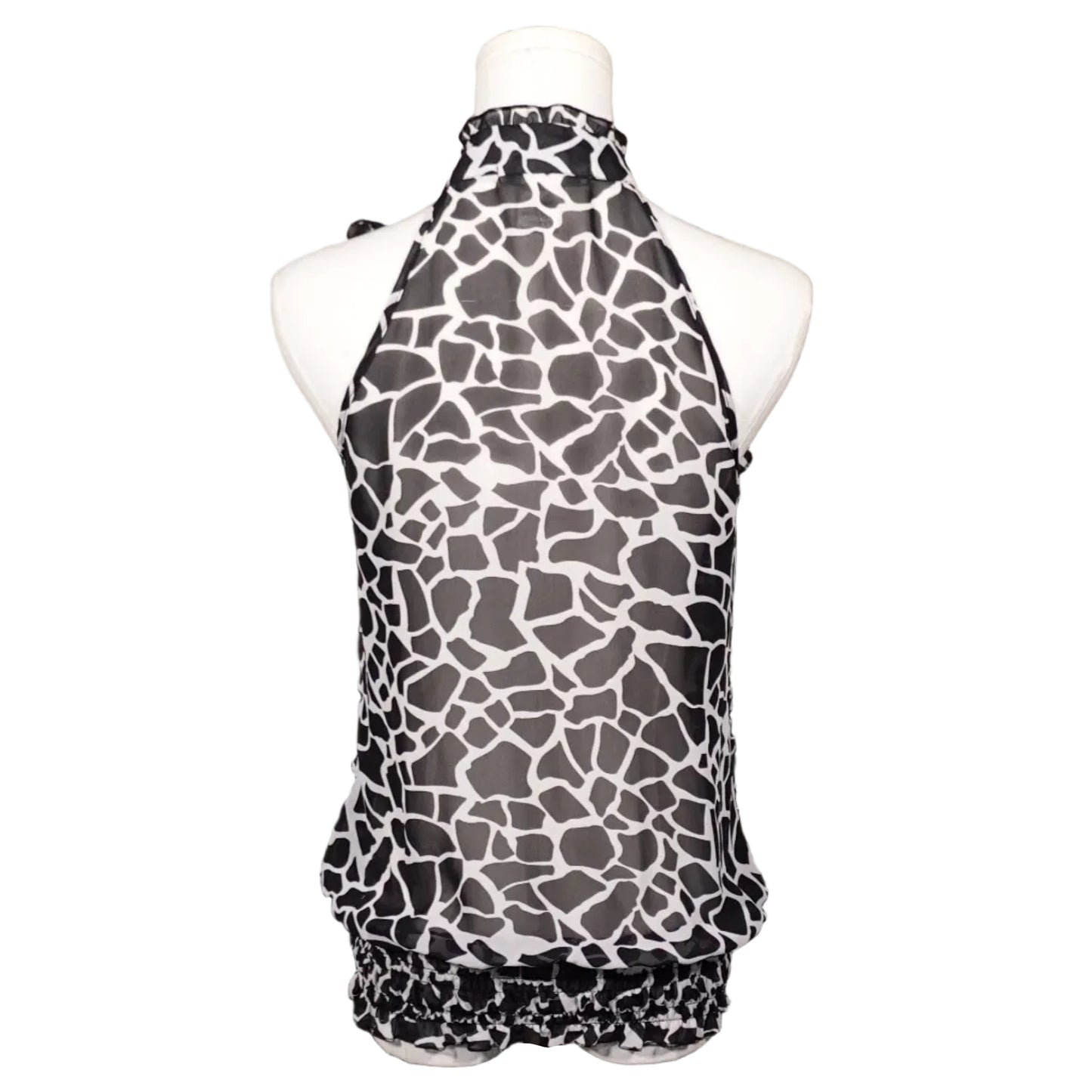 Giraffe Print Chiffon Halter Top-S